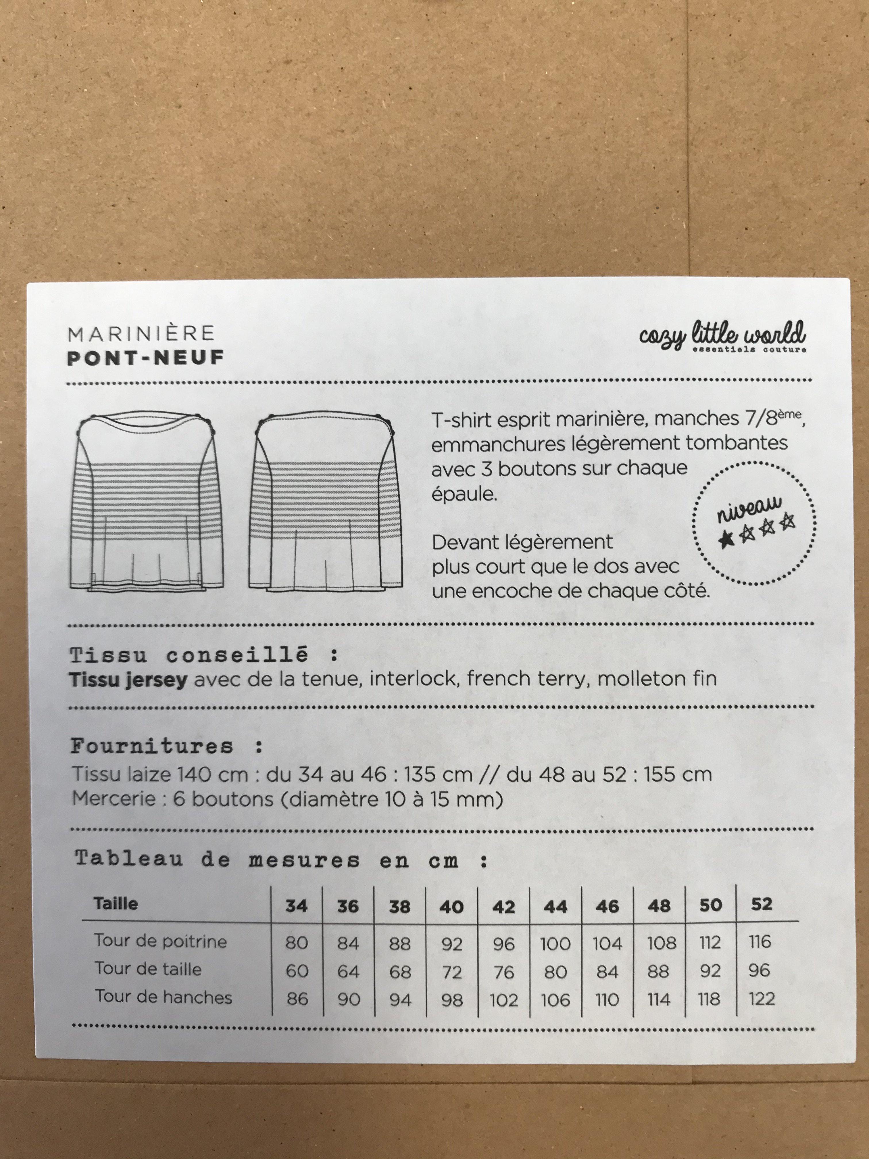 Marinière PONT-NEUF patron de couture pochette - L'atelier de Gaspard et Léonie