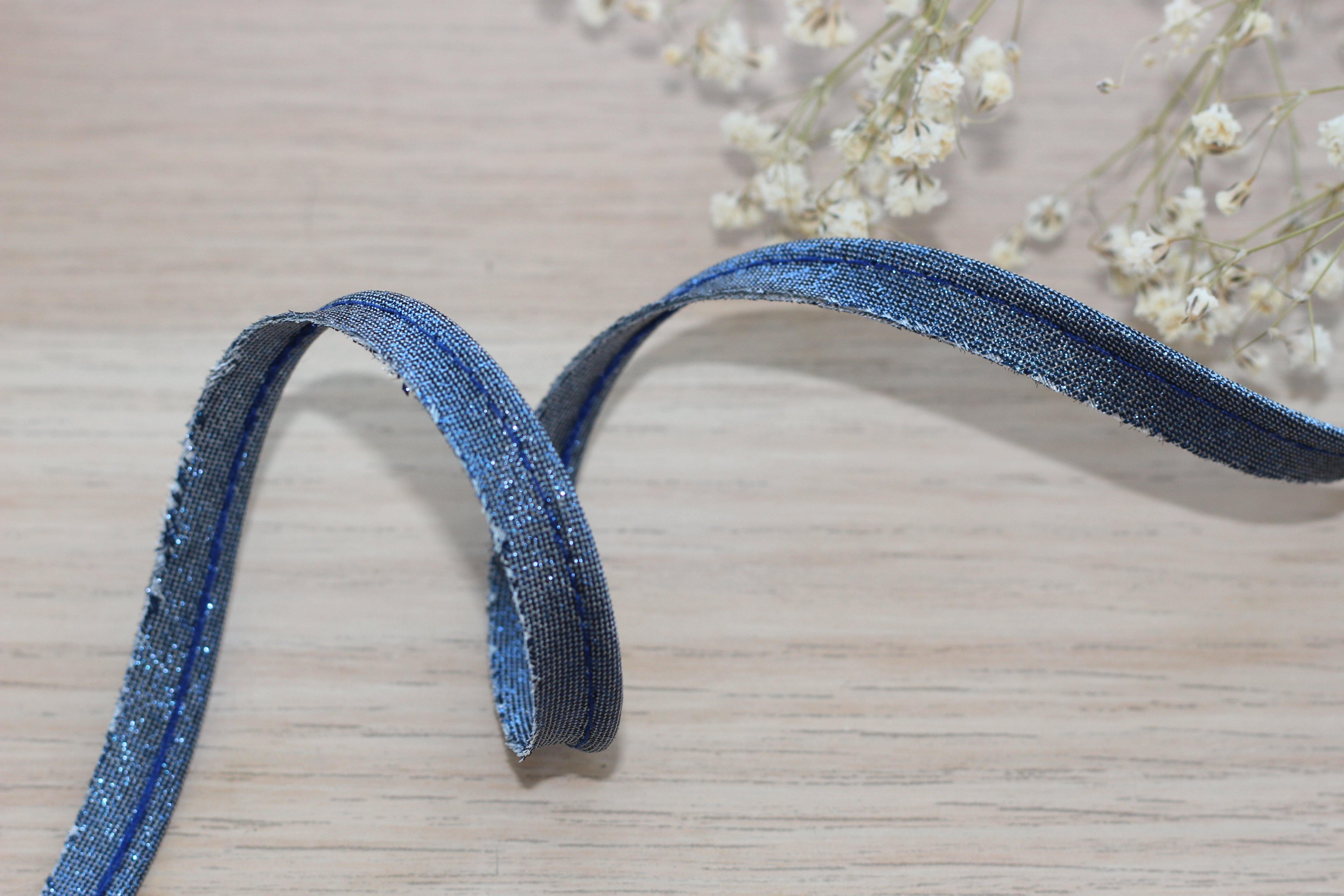Passepoil Lamé bleu jean 10mm Col:023 - L'atelier de Gaspard et Léonie