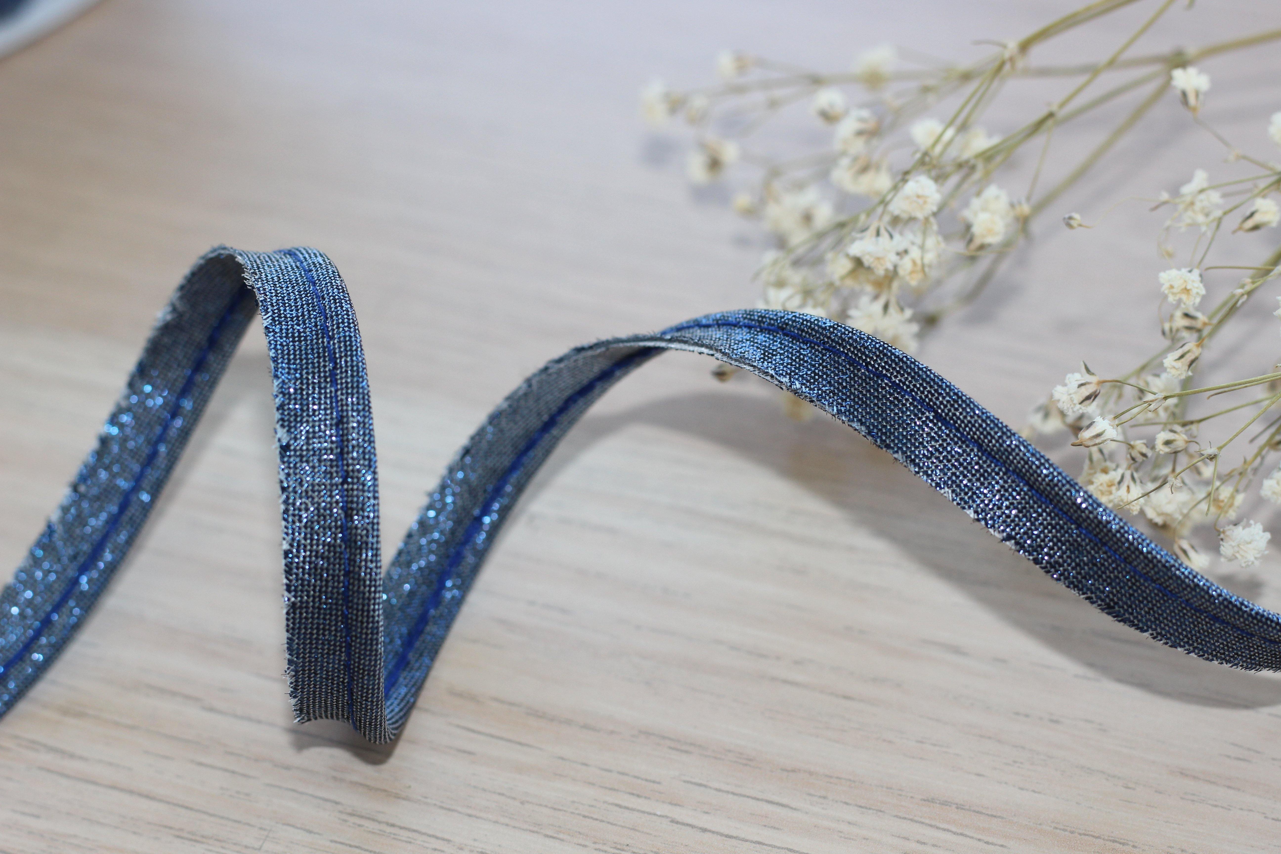 Passepoil Lamé bleu jean 10mm Col:023 - L'atelier de Gaspard et Léonie