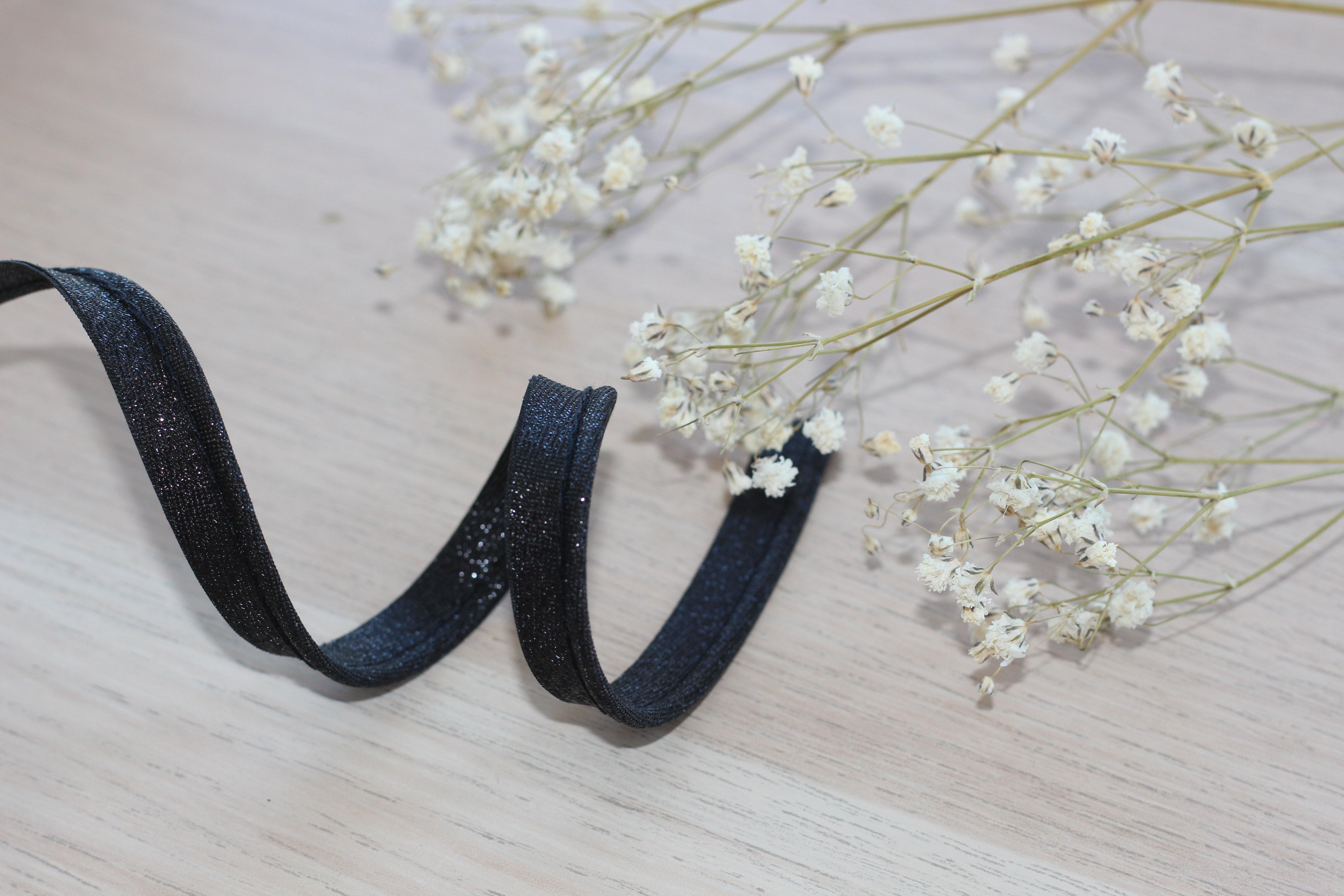 Passepoil Lamé noir 10mm Col:14 (Vendu x10cm) - L'atelier de Gaspard et Léonie