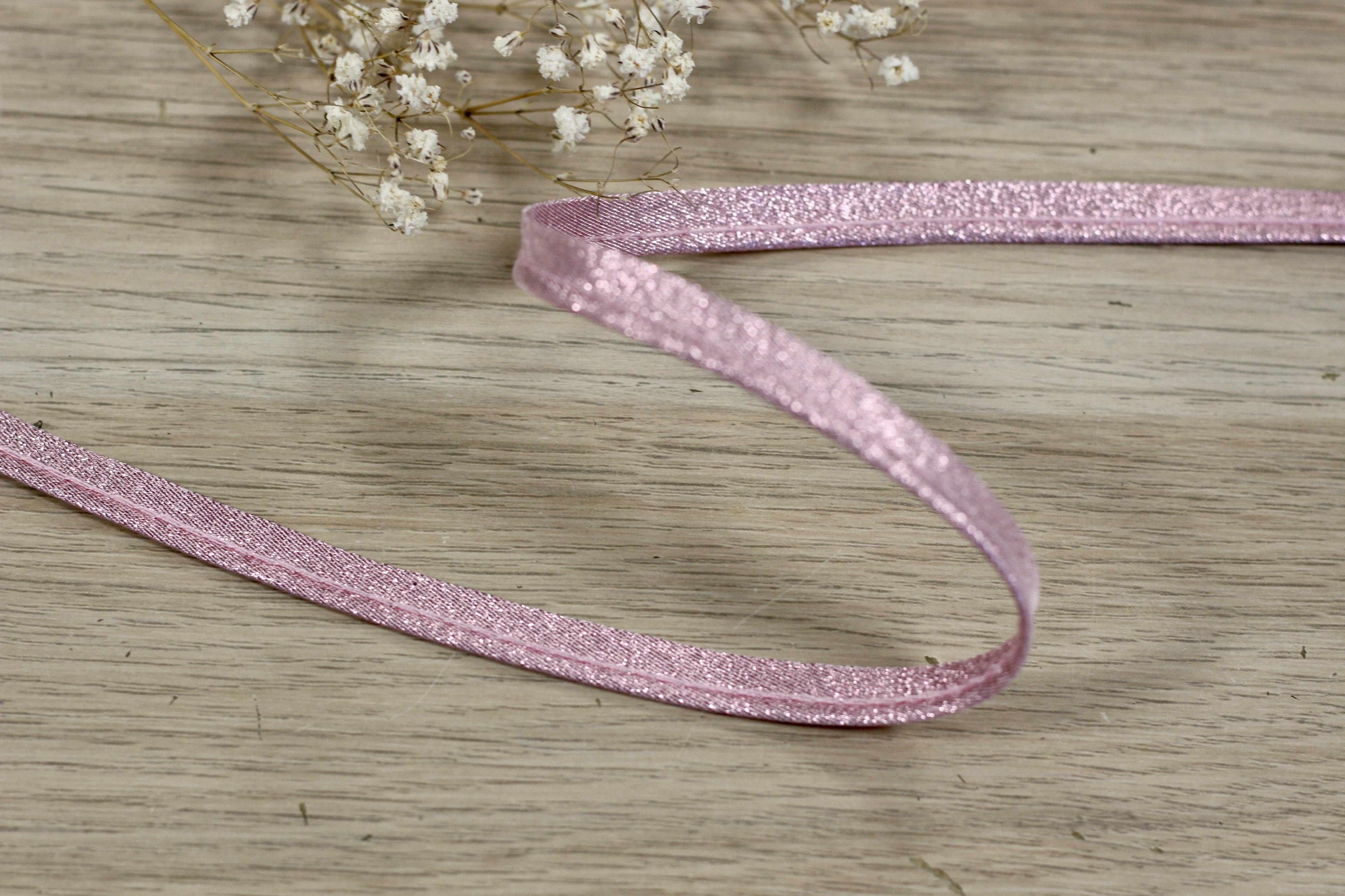 Passepoil Lamé rose 10mm (vendu x10cm) - L'atelier de Gaspard et Léonie