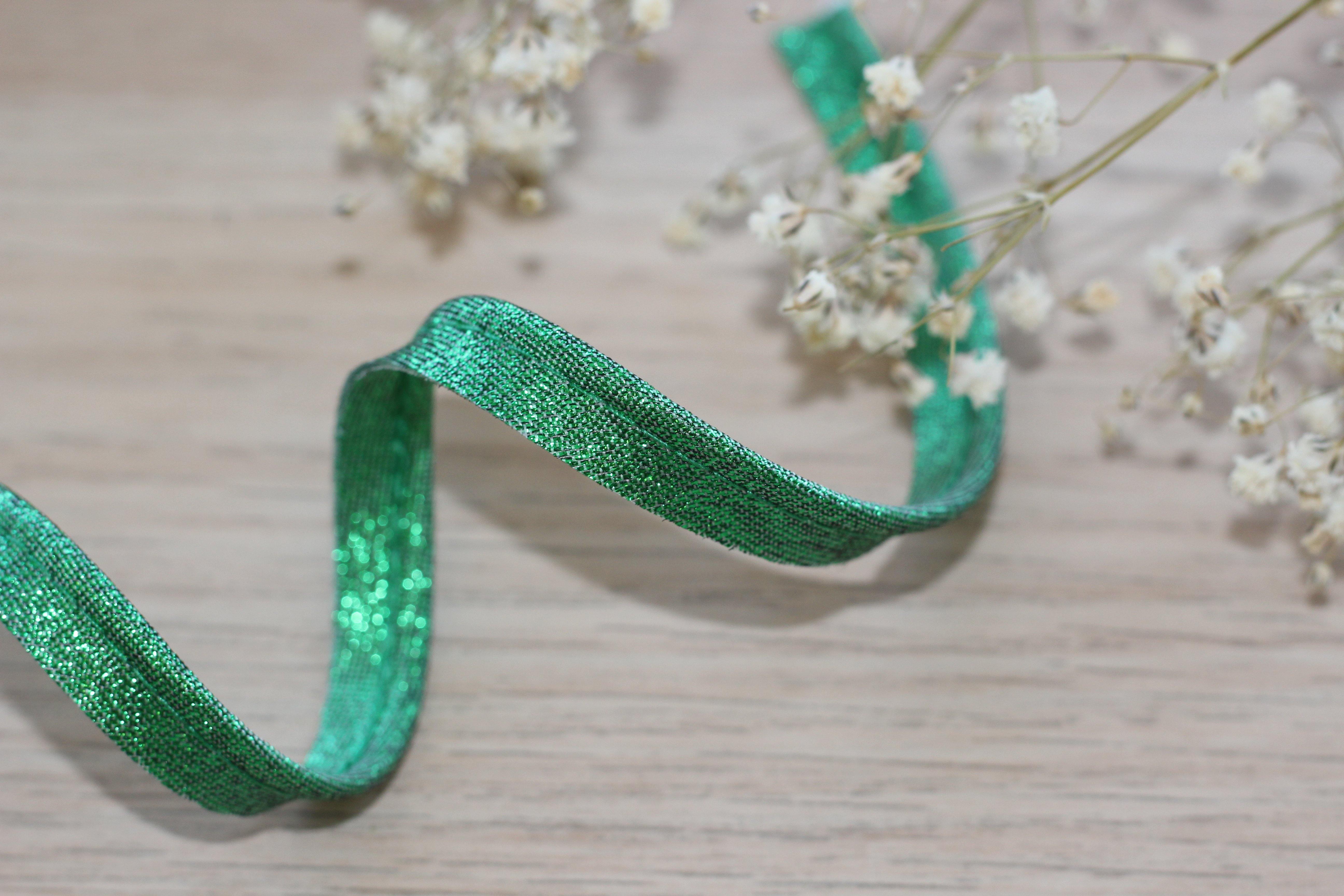 Passepoil Lamé vert 10mm Col: 015 (Vendu x10cm) - L'atelier de Gaspard et Léonie