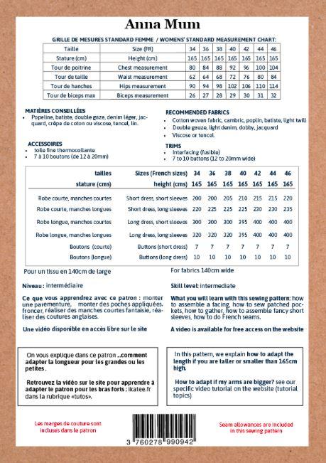 Patron ANNA Mum Robe Patron de couture pochette - L'atelier de Gaspard et Léonie