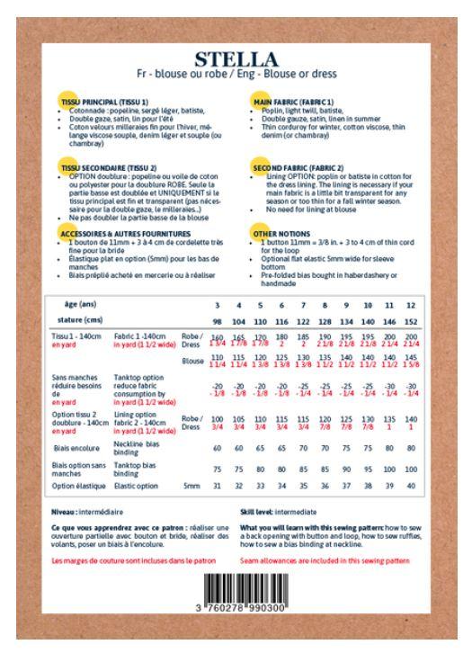 Patron STELLA Enfant Blouse robe - L'atelier de Gaspard et Léonie