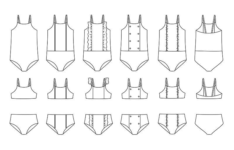 PAULETTE Enfant Maillot de bain Patron de couture pochette - L'atelier de Gaspard et Léonie