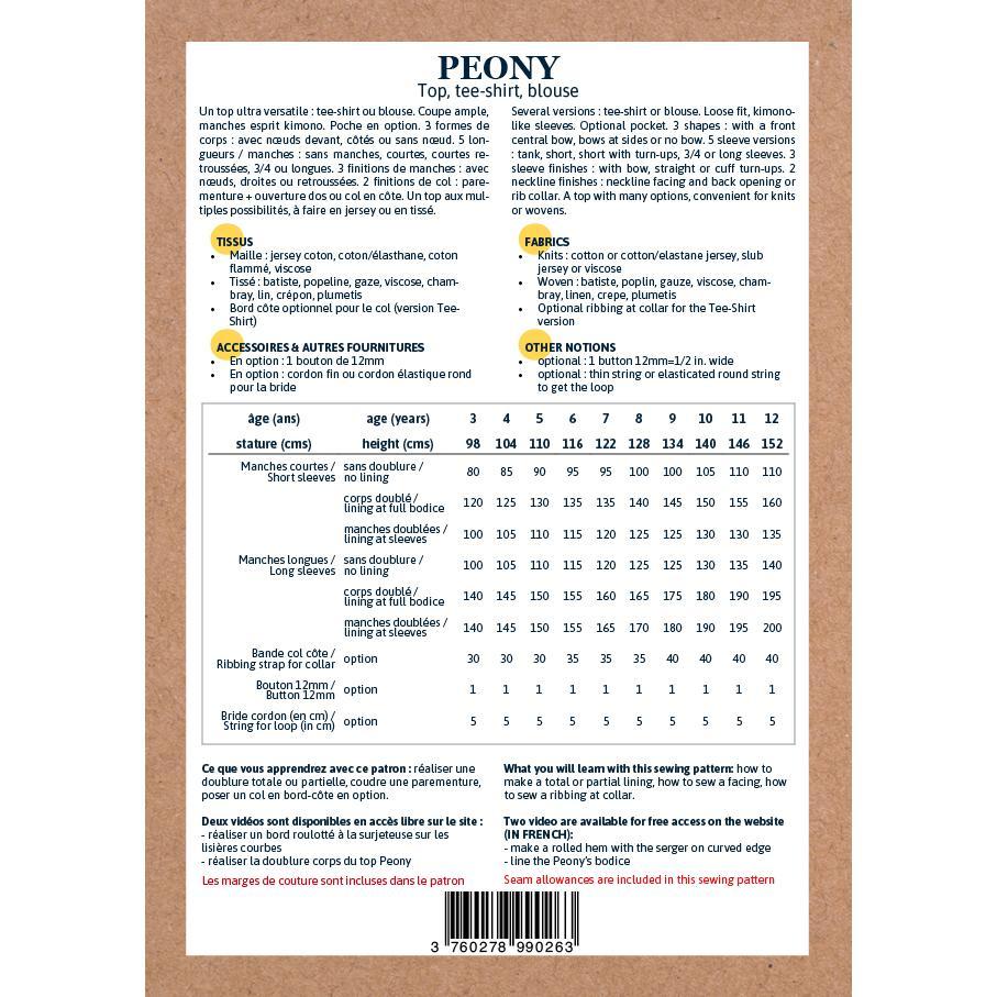 PEONY Top/T-shirt/Blouse patron de couture pochette Patron de couture Ikatee | Gaspard et Léonie Tissus Mercerie Toulouse
