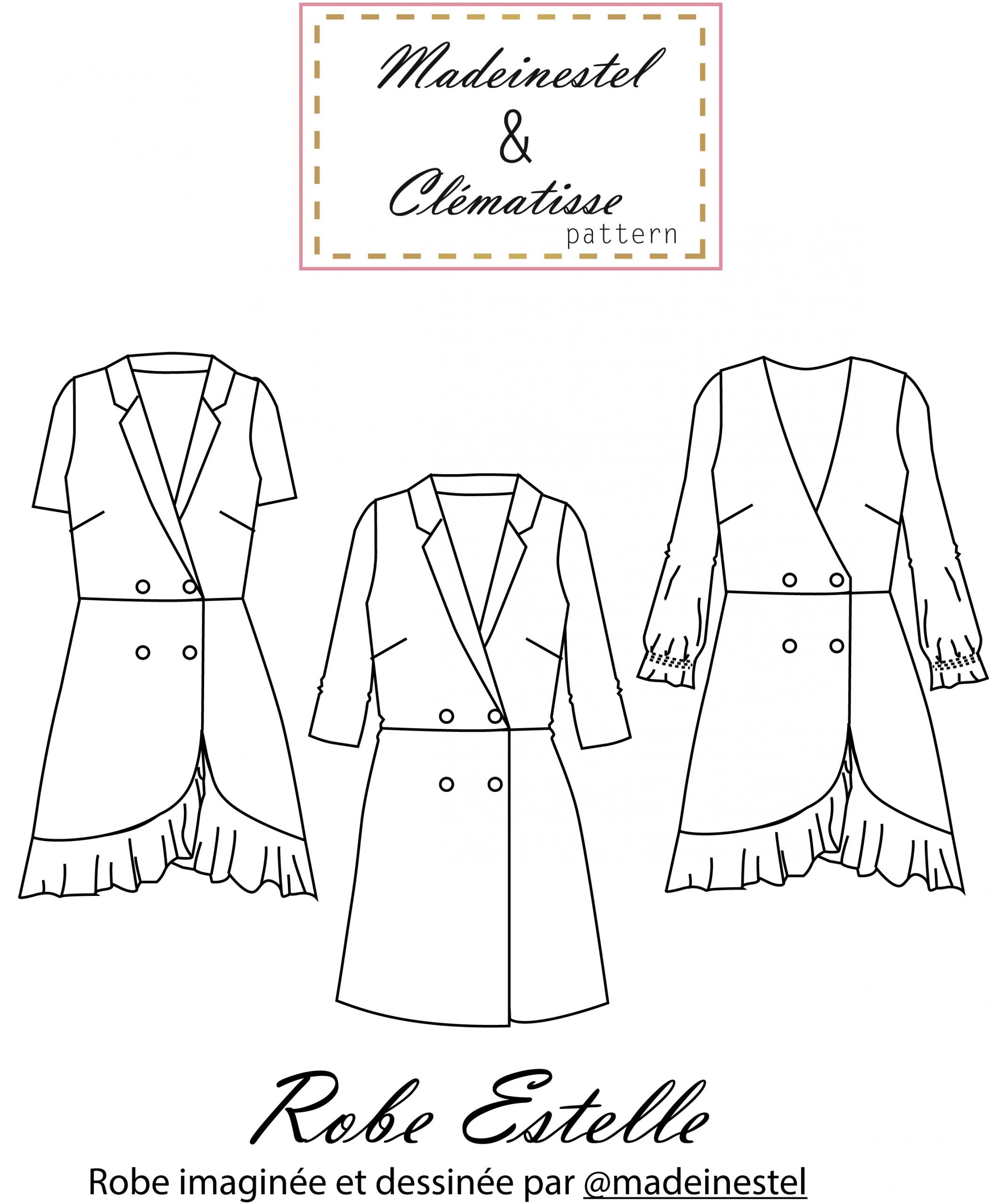 Robe ESTELLE Patron de couture Pochette - CLEMATISSE PATTERN Patron de couture CLEMATISSE PATTERN | Gaspard et Léonie Tissus en ligne et Mercerie à Toulouse