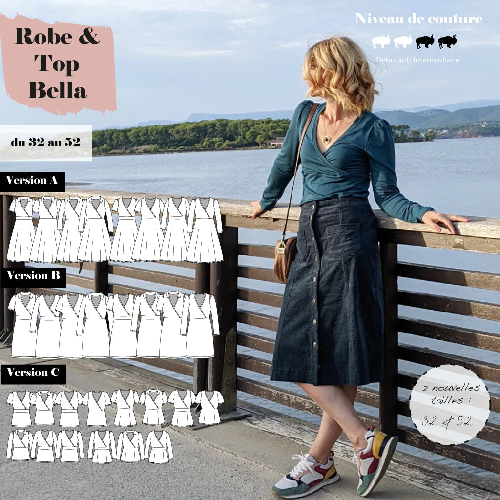 Robe ou Top BELLA Patron de couture pochette - SUPER BISON Patron de couture SUPER BISON | Gaspard et Léonie Tissus en ligne et Mercerie à Toulouse