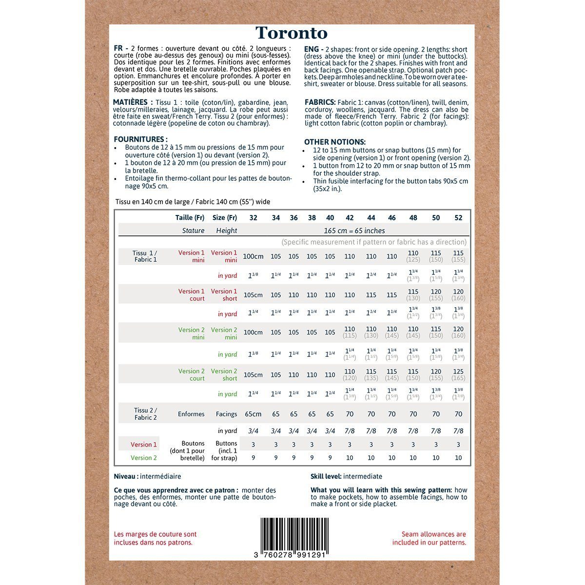 Robe TORONTO patron de couture pochette - IKATEE Patron de couture Ikatee | Gaspard et Léonie Tissus en ligne et Mercerie à Toulouse