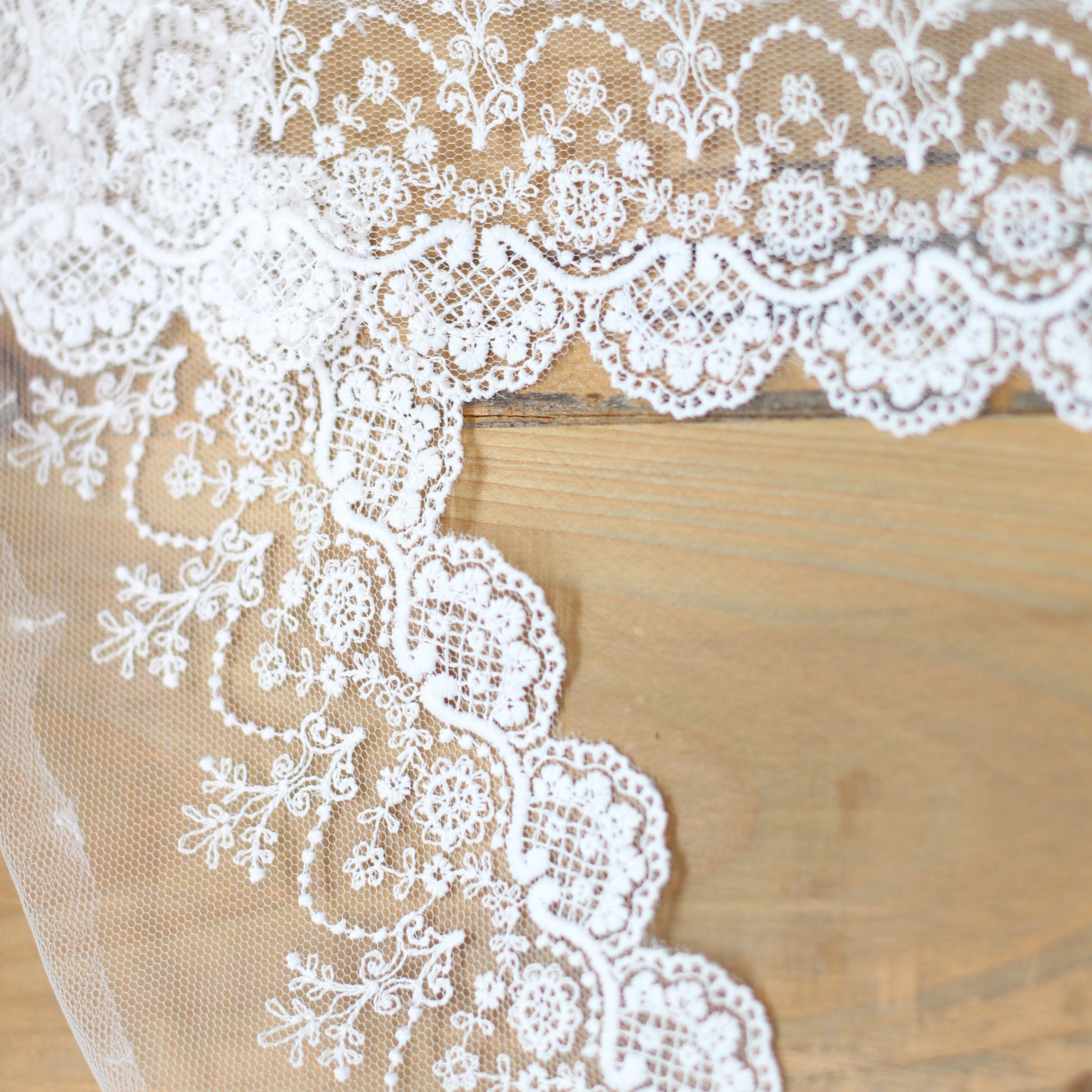 Ruban tulle dentelle/Broderie blanche 95mm (vendu x10cm) Mercerie Sélection Gaspard & Léonie | Gaspard et Léonie Tissus Mercerie Toulouse