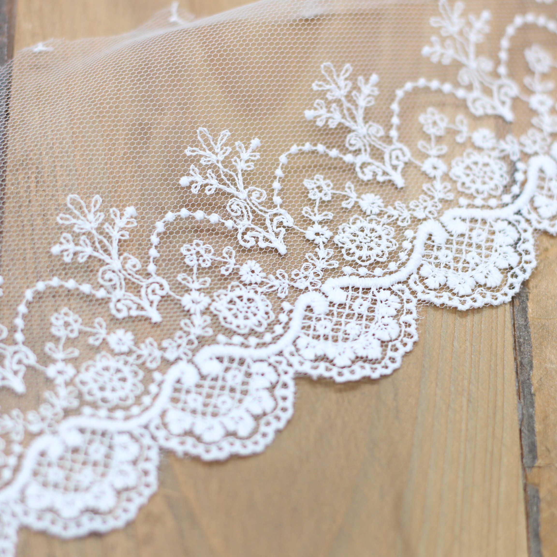 Ruban tulle dentelle/Broderie blanche 95mm (vendu x10cm) Mercerie Sélection Gaspard & Léonie | Gaspard et Léonie Tissus Mercerie Toulouse