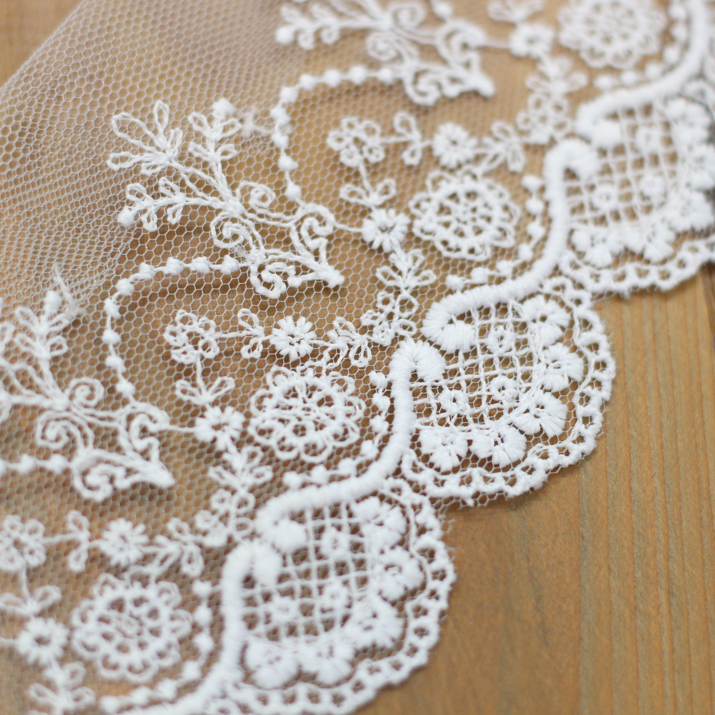 Ruban tulle dentelle/Broderie blanche 95mm (vendu x10cm) Mercerie Sélection Gaspard & Léonie | Gaspard et Léonie Tissus Mercerie Toulouse