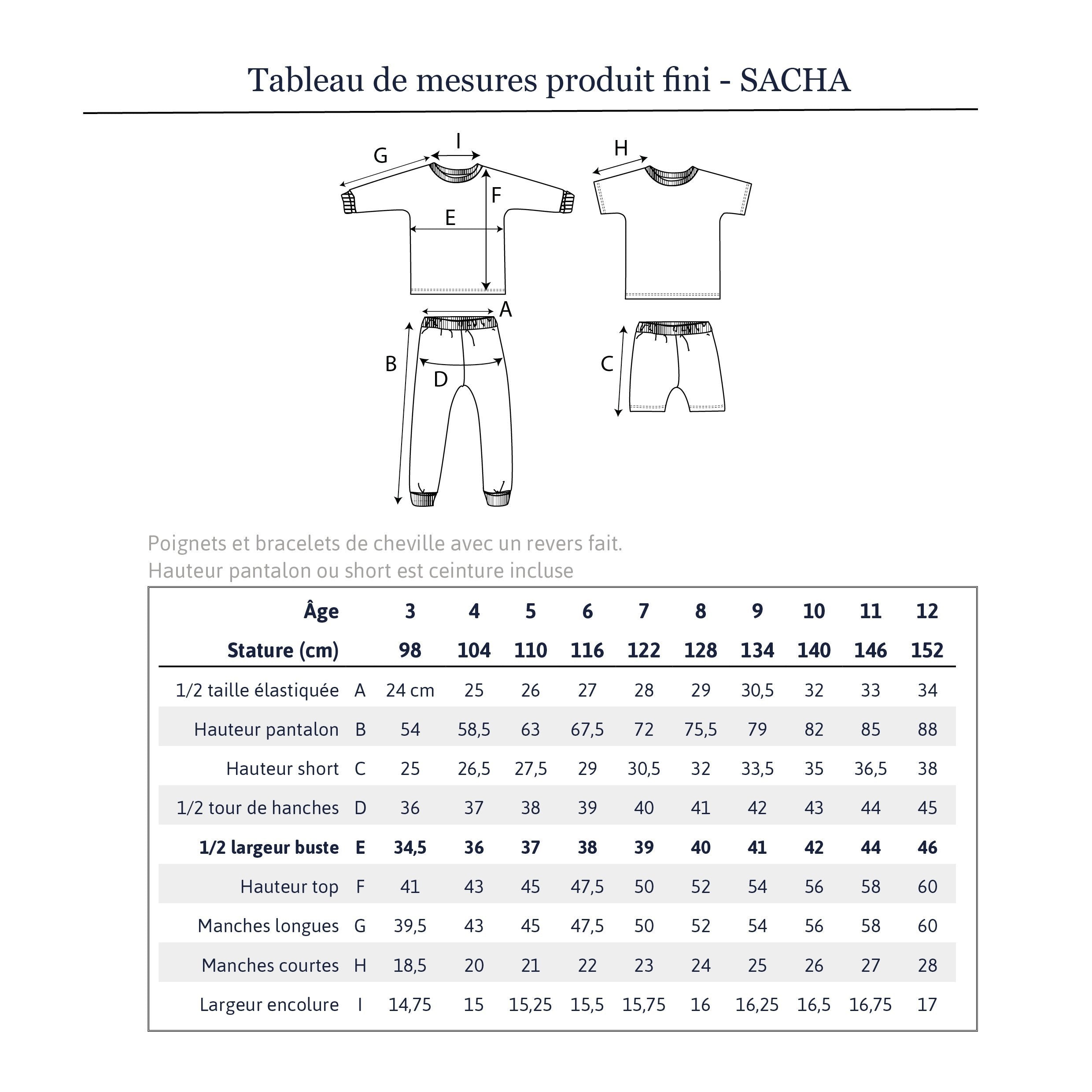 SACHA Pyjama Mixte patron de couture pochette Patron de couture Ikatee | Gaspard et Léonie Tissus Mercerie Toulouse