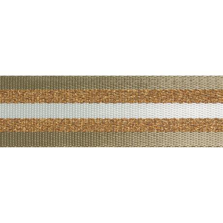 Sangle 38mm beige/doré/blanc (vendu x10cm) Mercerie Sélection Gaspard & Léonie | Gaspard et Léonie Tissus Mercerie Toulouse