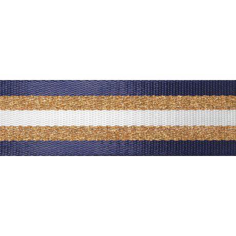 Sangle 38mm marine/doré/blanc (vendu x10cm) Mercerie Sélection Gaspard & Léonie | Gaspard et Léonie Tissus Mercerie Toulouse