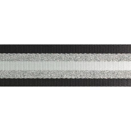 Sangle 38mm noir/argent/blanc (Vendu x10cm) Mercerie Sélection Gaspard & Léonie | Gaspard et Léonie Tissus Mercerie Toulouse