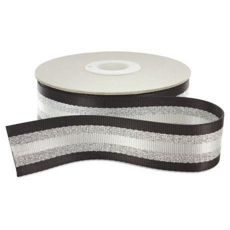 Sangle 38mm noir/argent/blanc (Vendu x10cm) Mercerie Sélection Gaspard & Léonie | Gaspard et Léonie Tissus Mercerie Toulouse