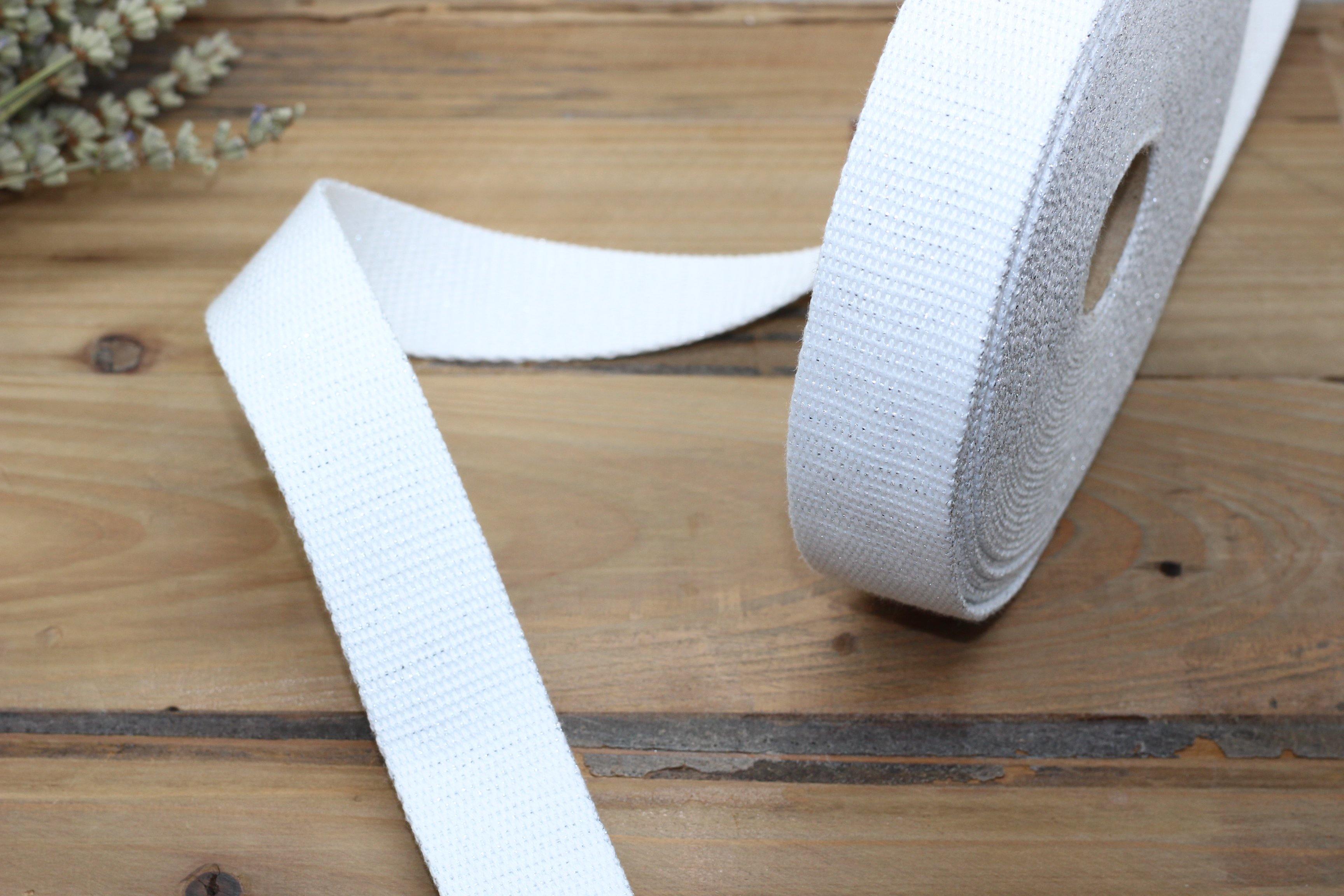 Sangle Métallisée Blanc/Argent(Vendu x10cm) - L'atelier de Gaspard et Léonie