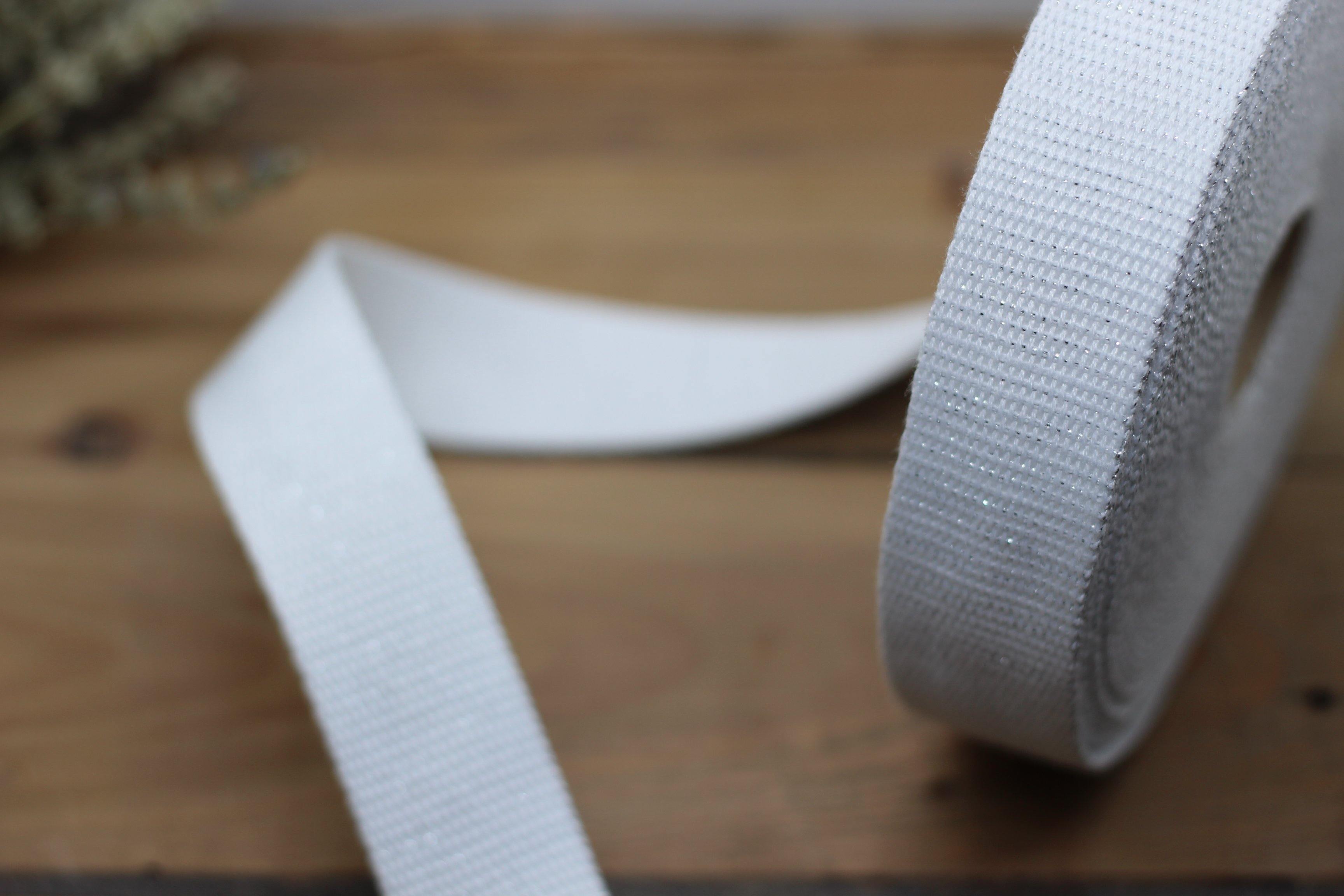 Sangle Métallisée Blanc/Argent(Vendu x10cm) - L'atelier de Gaspard et Léonie