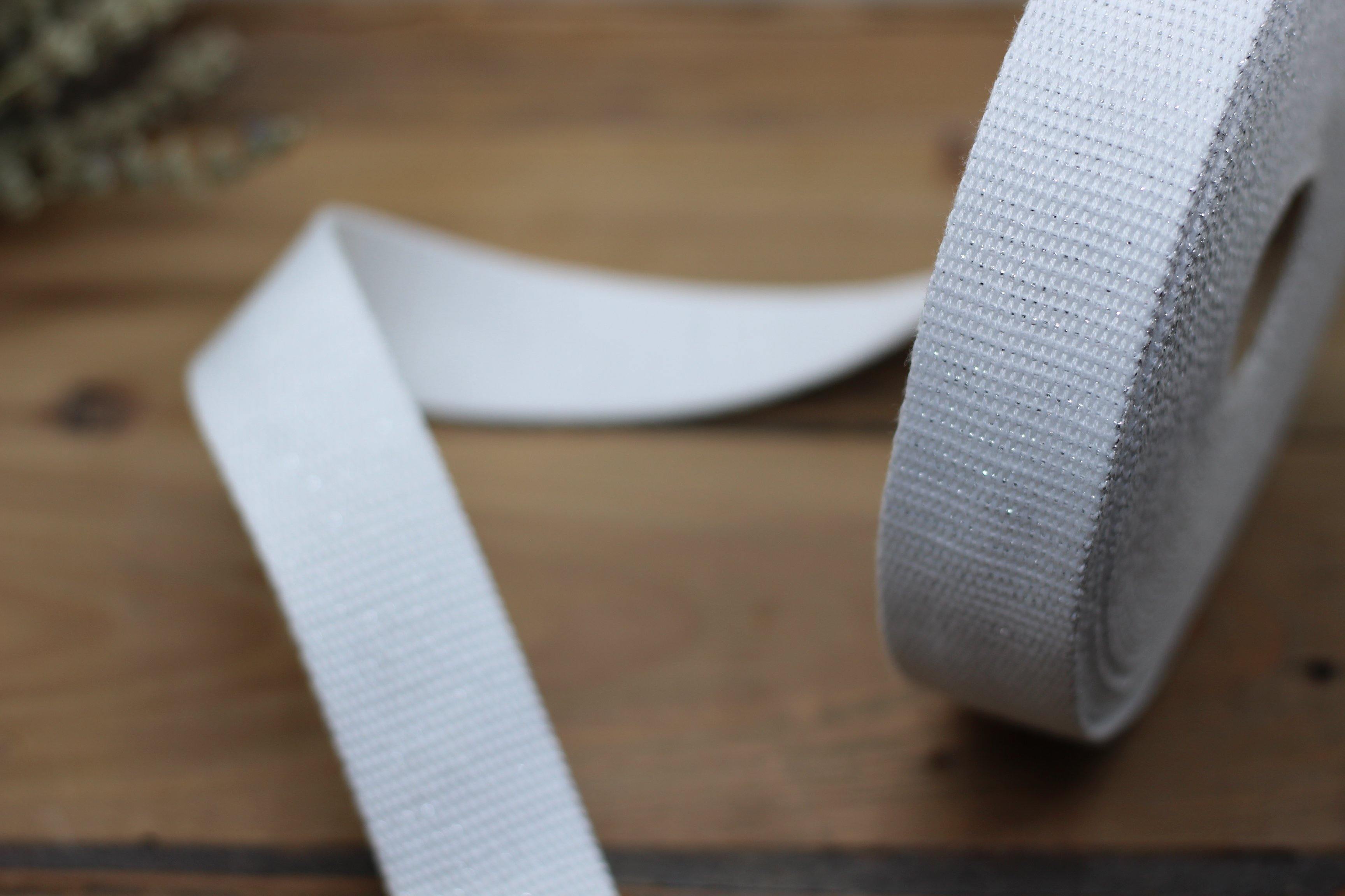 Sangle Métallisée Blanc/Argent(Vendu x10cm) - L'atelier de Gaspard et Léonie