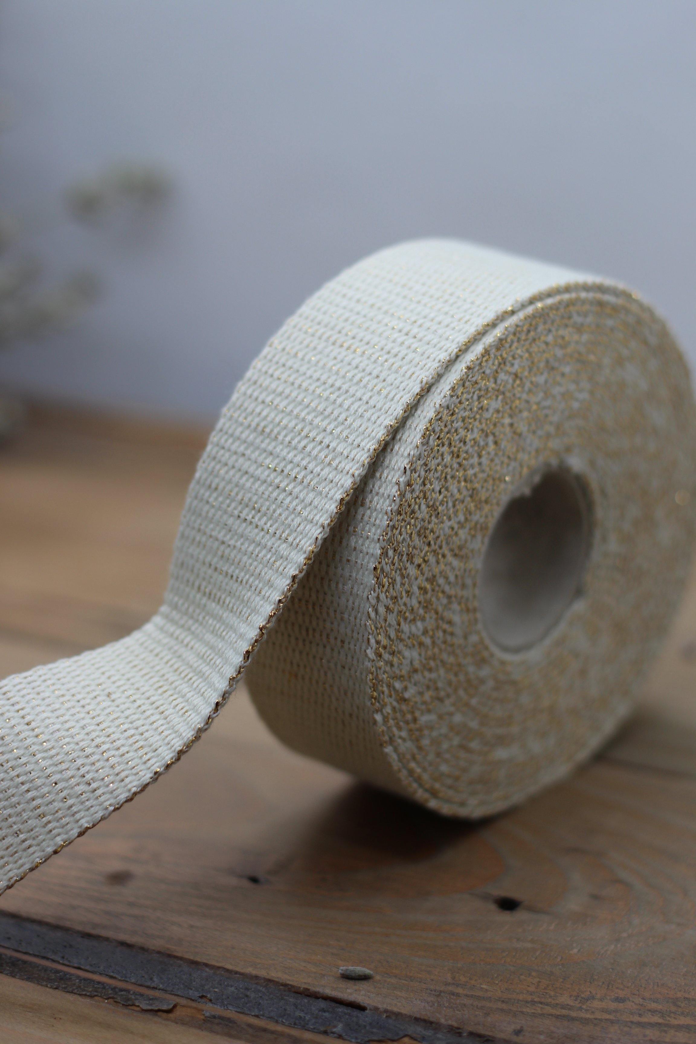 Sangle Métallisée Ecru/Or (Vendu x10cm) - L'atelier de Gaspard et Léonie