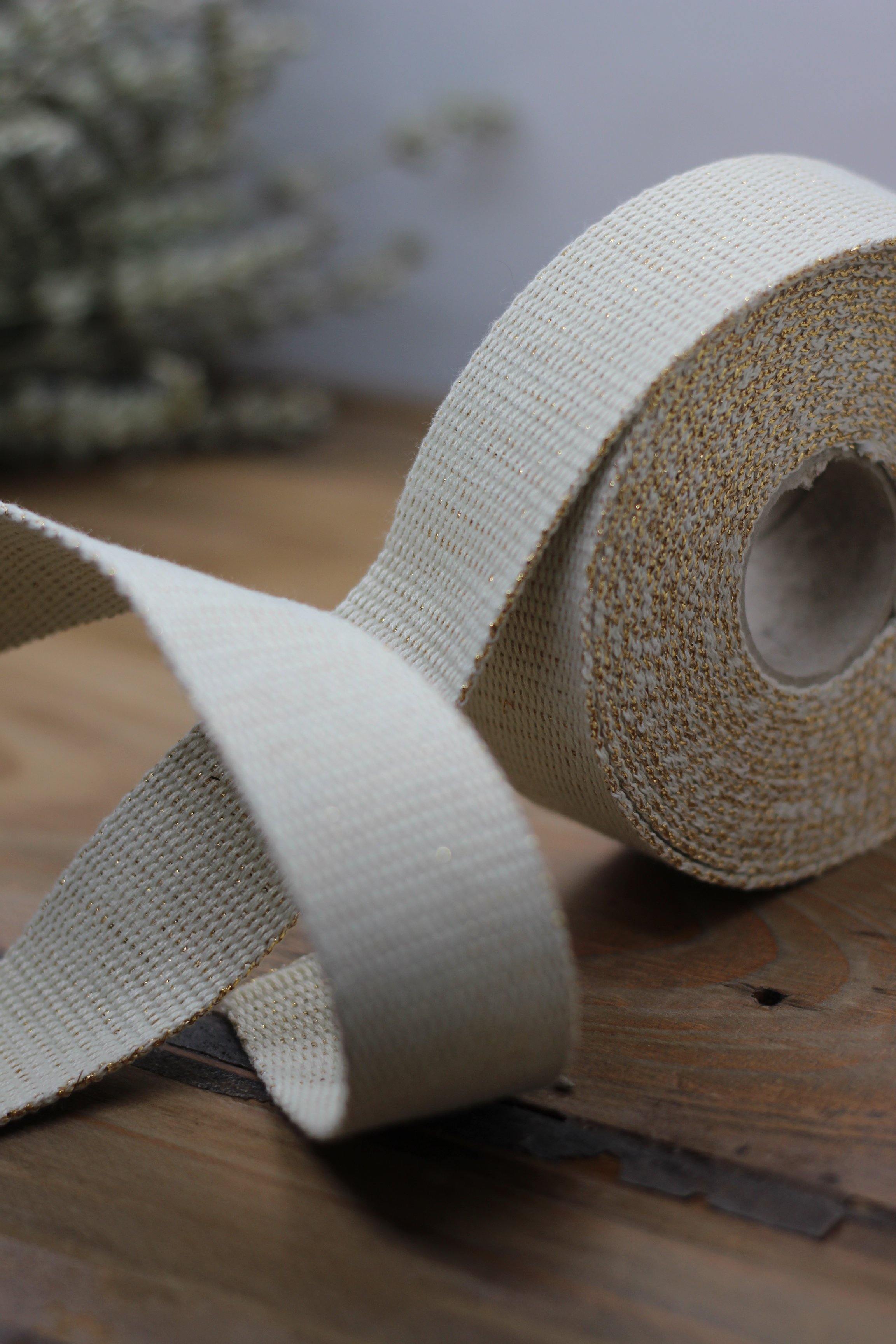 Sangle Métallisée Ecru/Or (Vendu x10cm) - L'atelier de Gaspard et Léonie