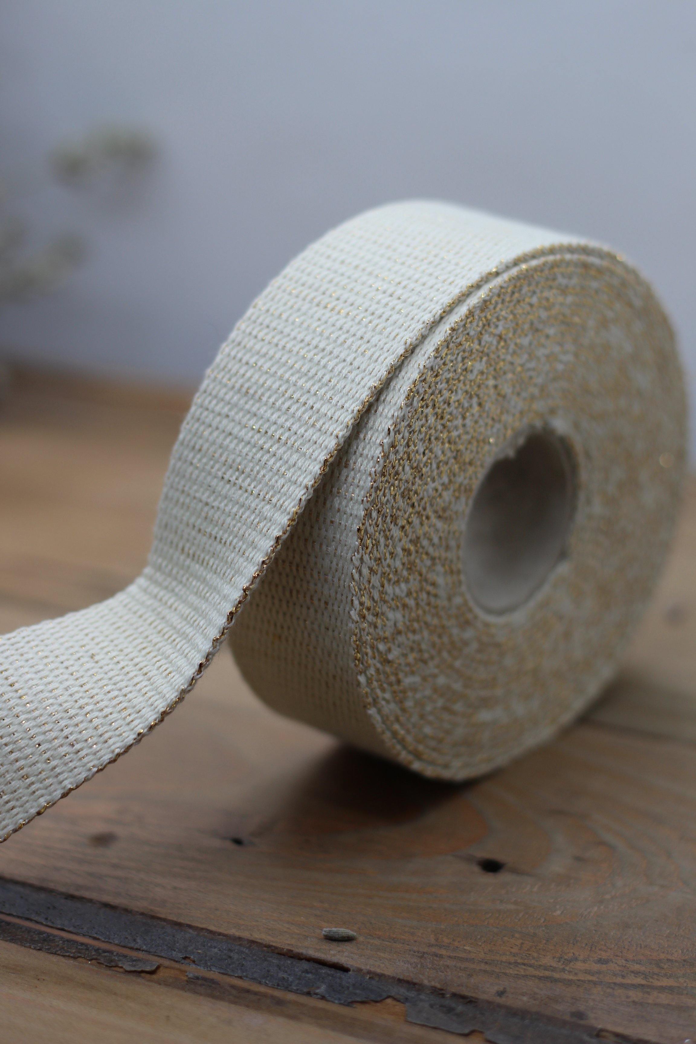 Sangle Métallisée Ecru/Or (Vendu x10cm) - L'atelier de Gaspard et Léonie