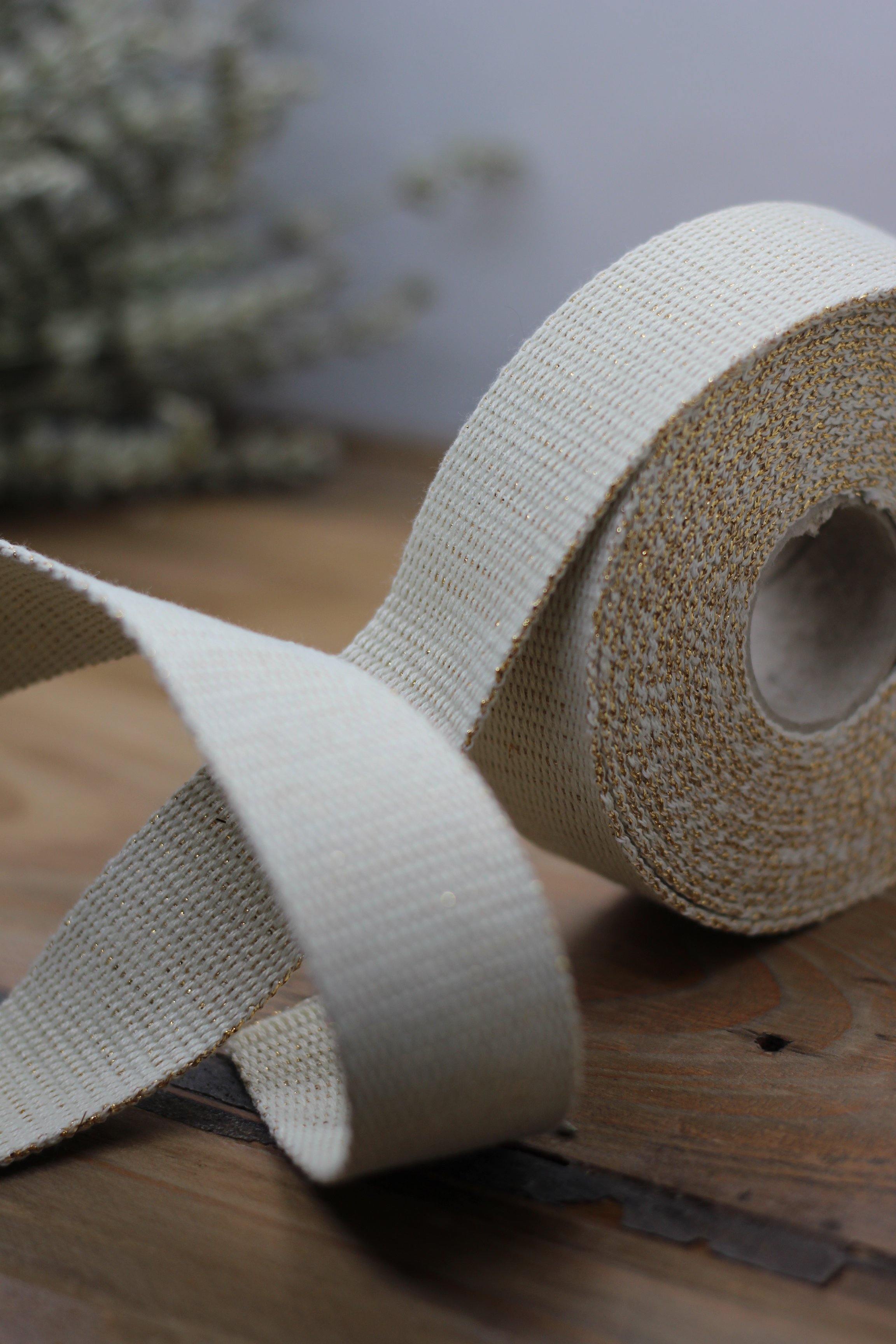 Sangle Métallisée Ecru/Or (Vendu x10cm) - L'atelier de Gaspard et Léonie