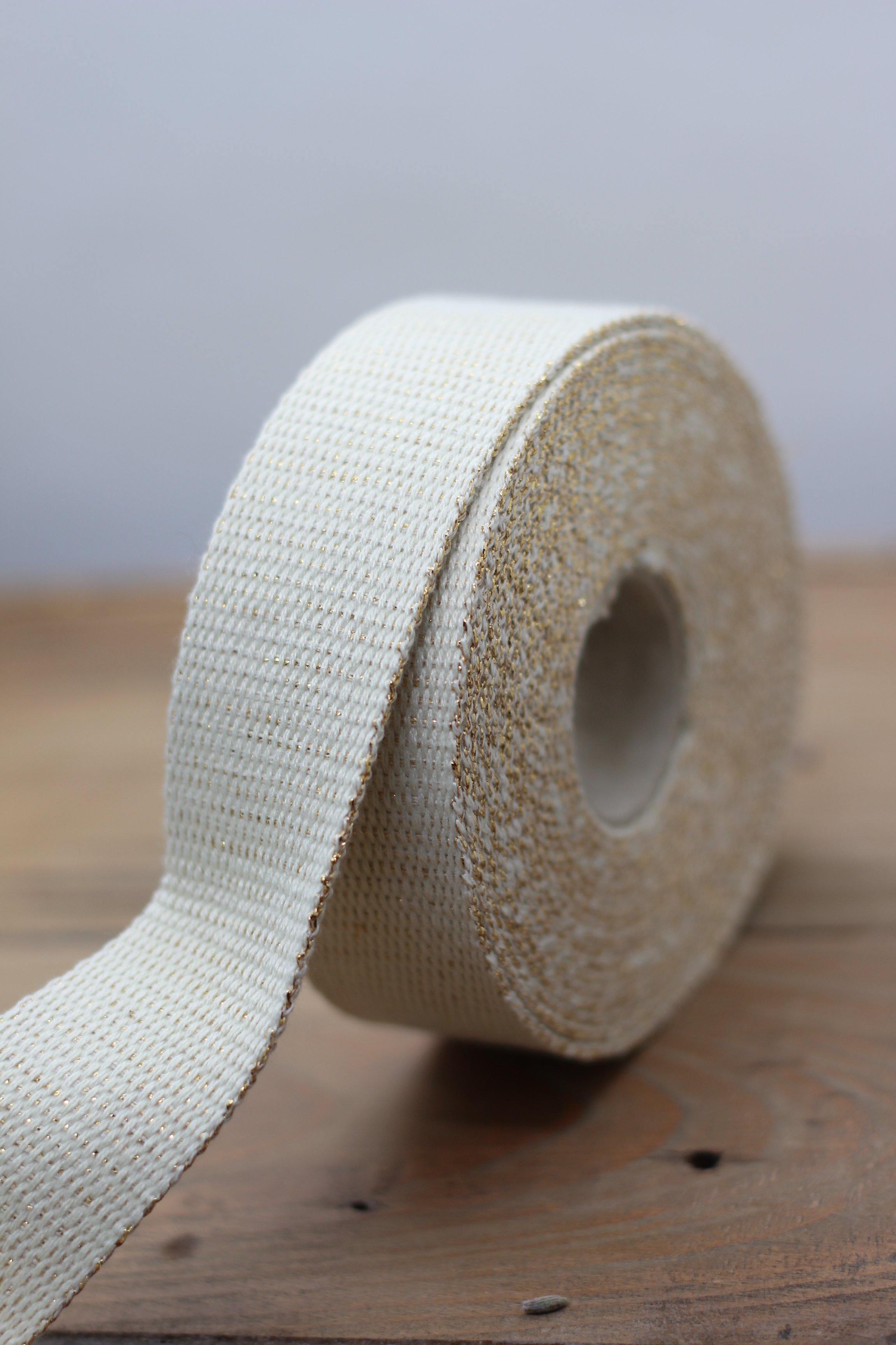 Sangle Métallisée Ecru/Or (Vendu x10cm) - L'atelier de Gaspard et Léonie