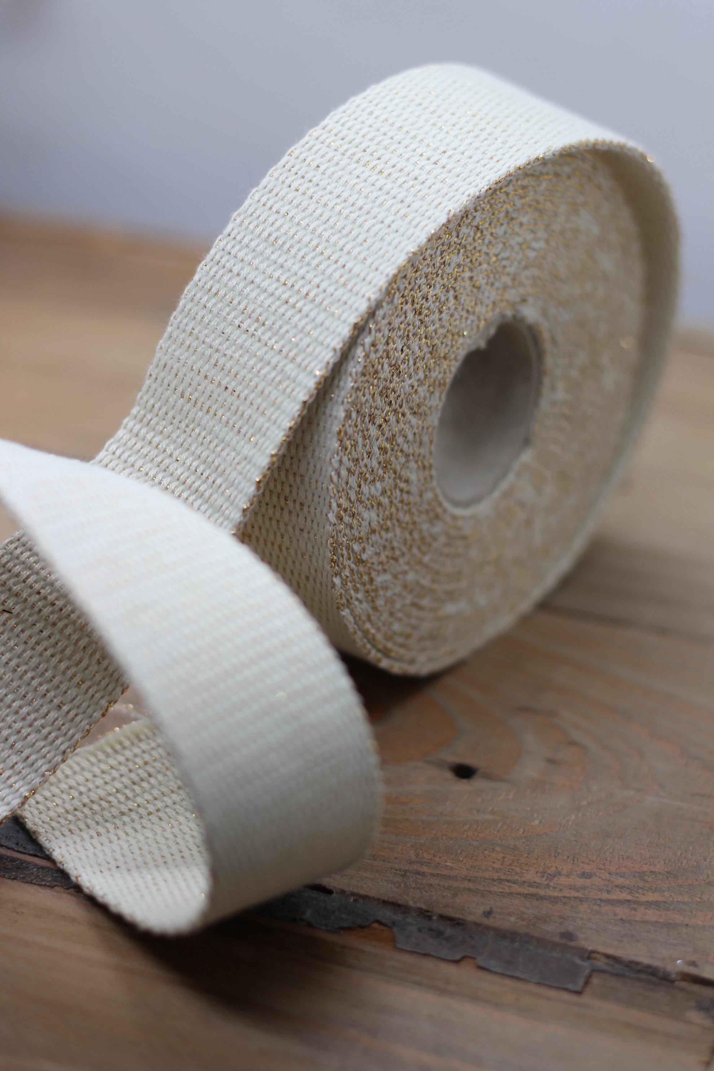 Sangle Métallisée Ecru/Or (Vendu x10cm) - L'atelier de Gaspard et Léonie
