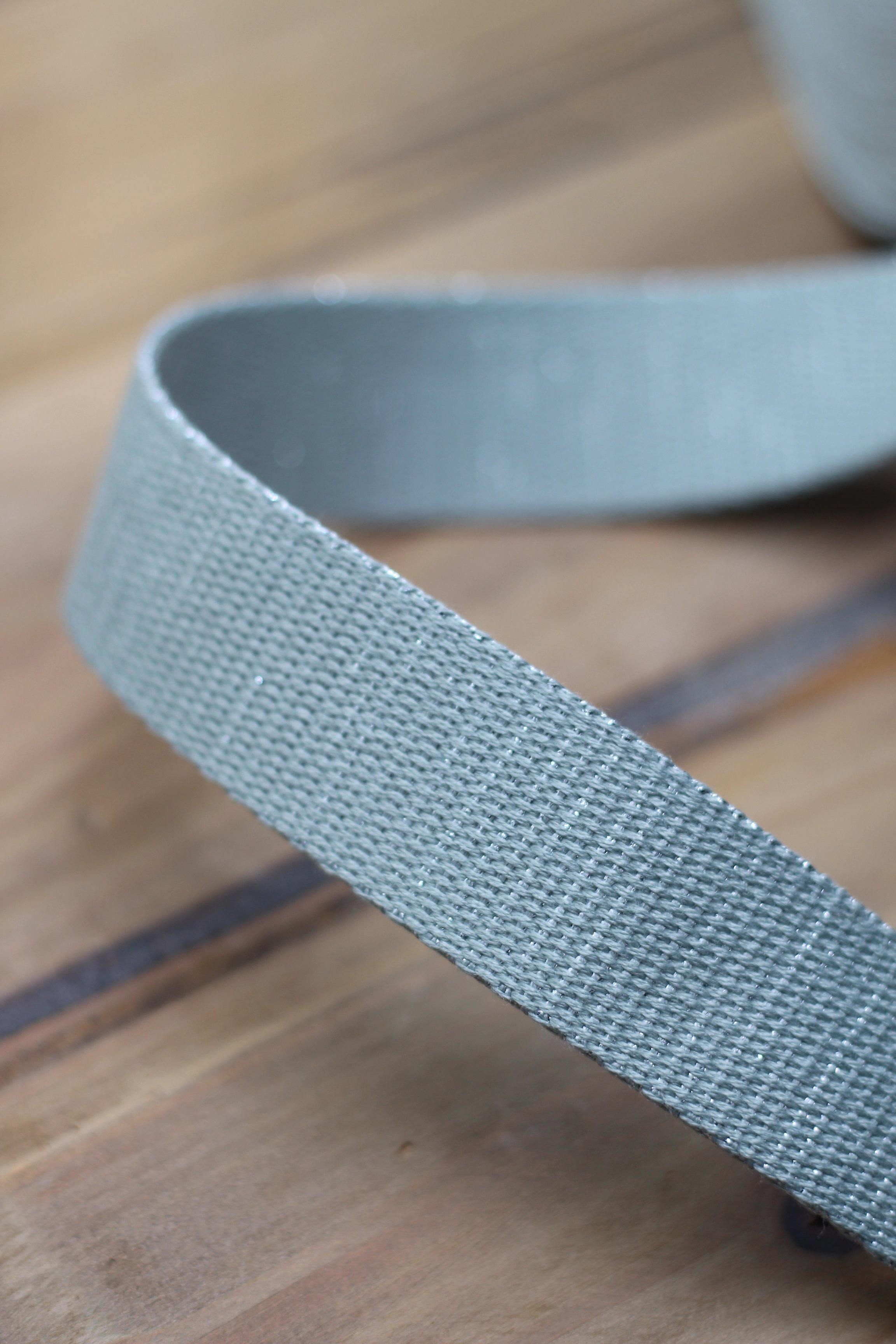 Sangle Métallisée Gris vert/argent (Vendu x10cm) - L'atelier de Gaspard et Léonie