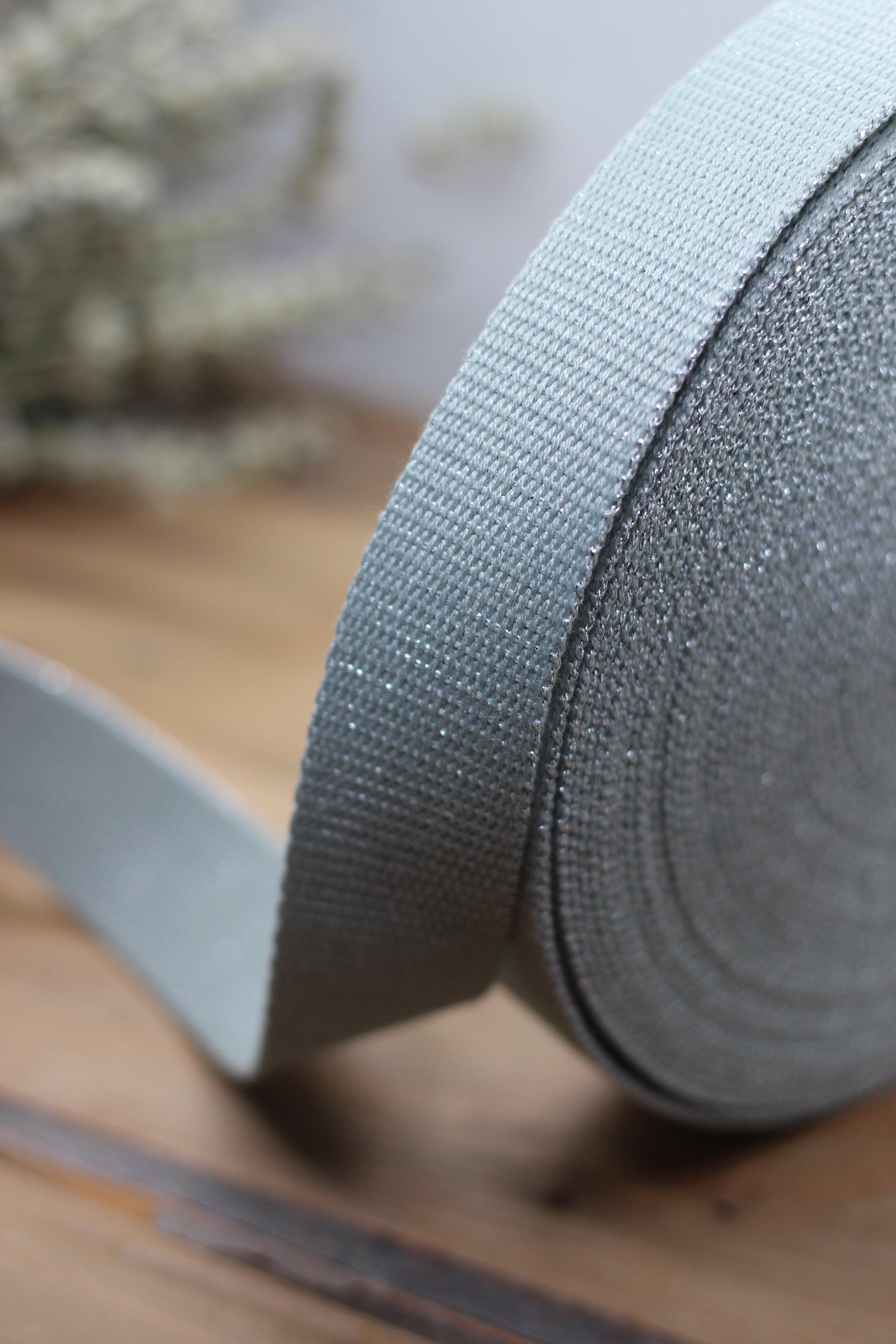 Sangle Métallisée Gris vert/argent (Vendu x10cm) - L'atelier de Gaspard et Léonie