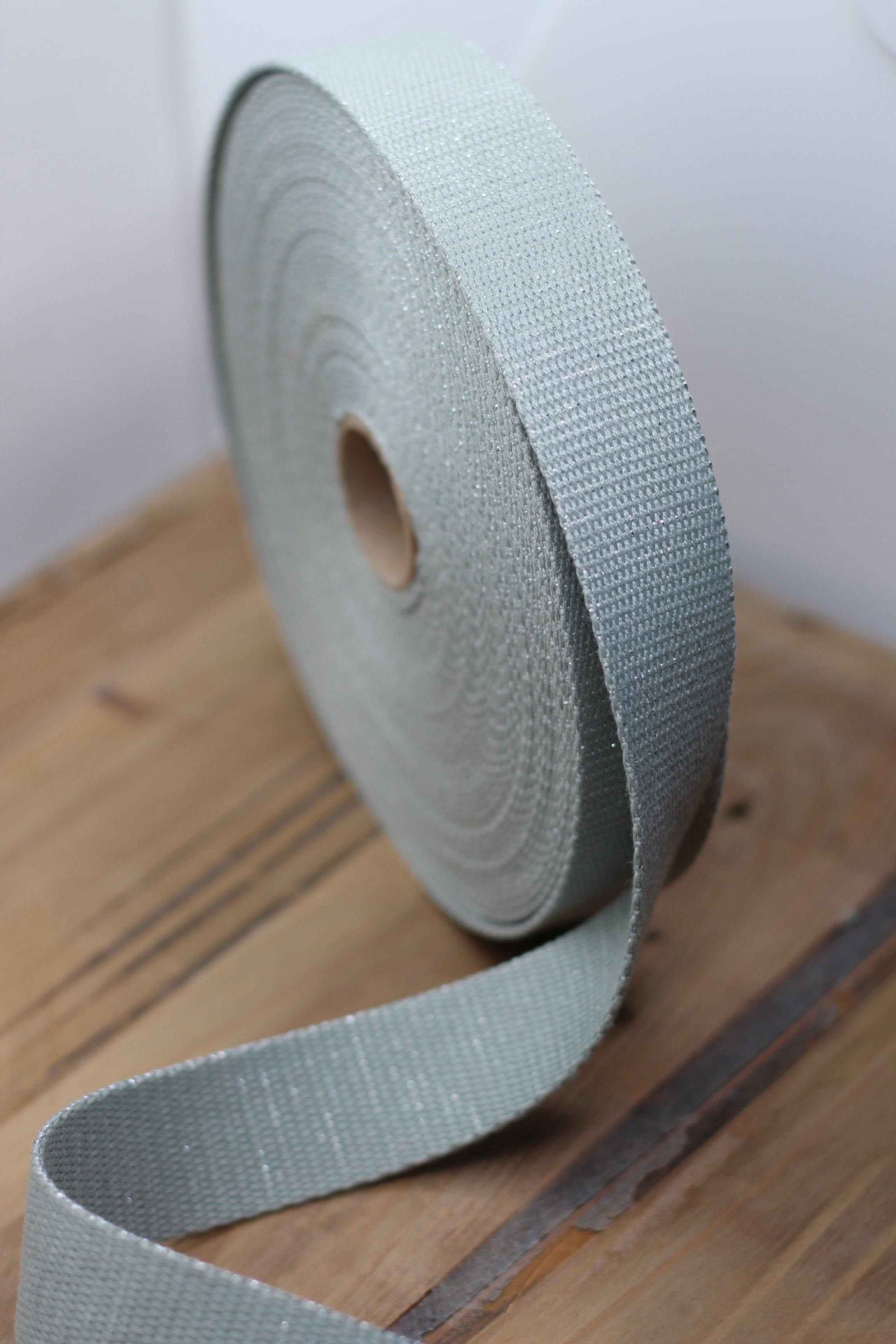 Sangle Métallisée Gris vert/argent (Vendu x10cm) - L'atelier de Gaspard et Léonie