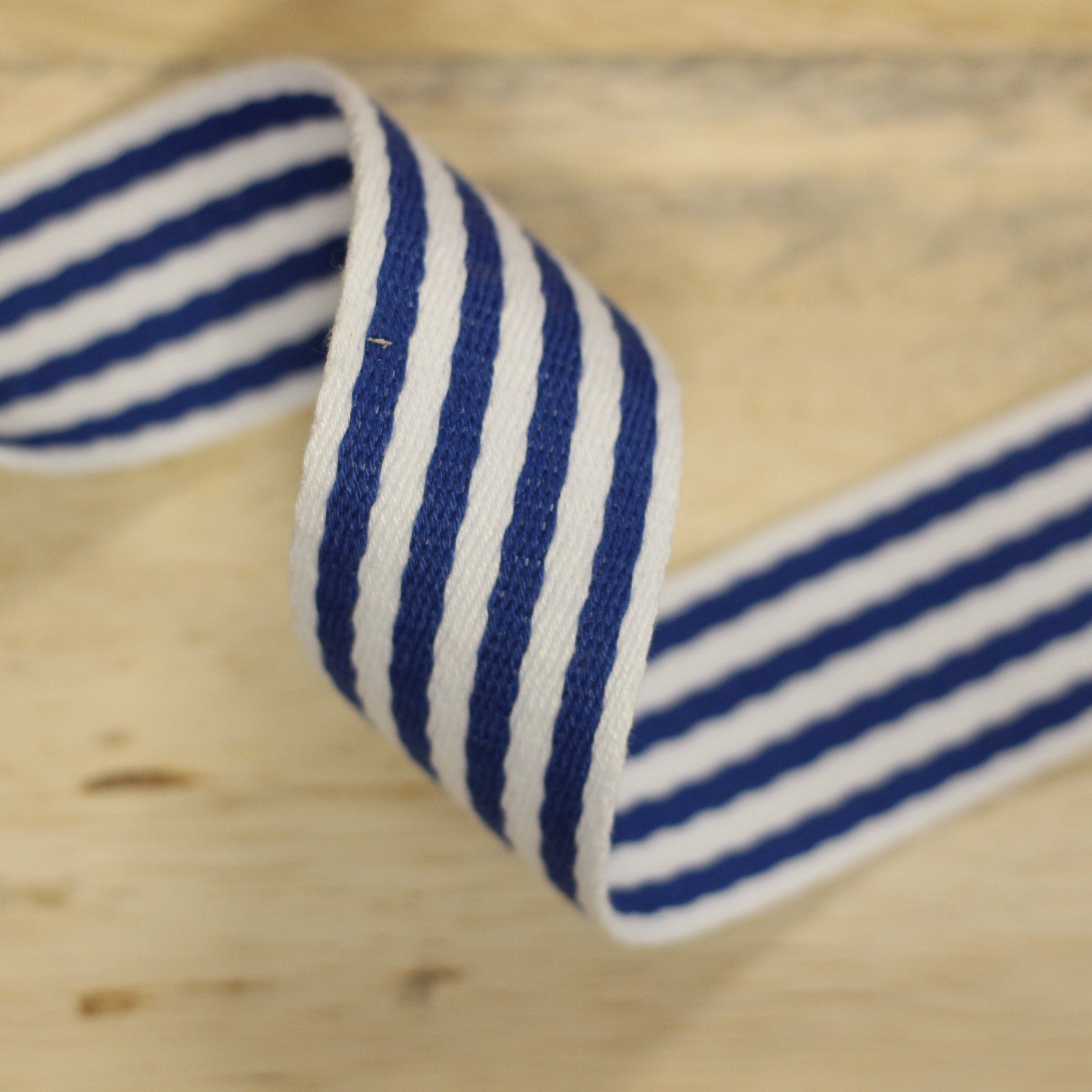 Sangle Rayée 38mm Blanc/bleu (Vendu x10cm) Mercerie Sélection Gaspard & Léonie | Gaspard et Léonie Tissus Mercerie Toulouse