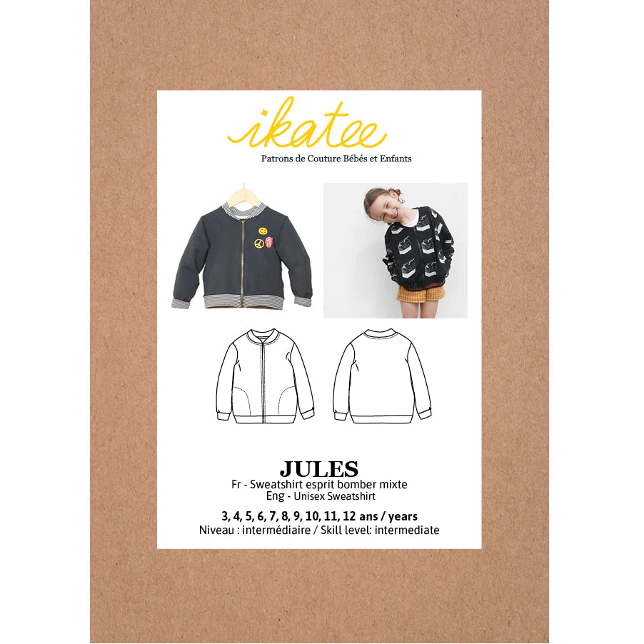 Sweat Bomber JULES - patron de couture pochette - IKATEE Patron de couture Ikatee | Gaspard et Léonie Tissus en ligne et Mercerie à Toulouse
