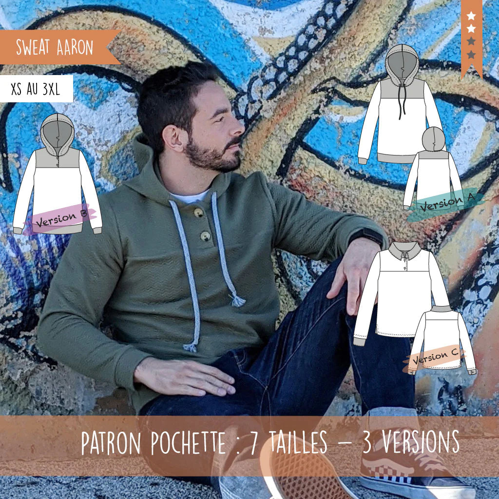 Sweat et Polo AARON Patron de couture pochette - SUPER BISON Patron de couture SUPER BISON | Gaspard et Léonie Tissus en ligne et Mercerie à Toulouse