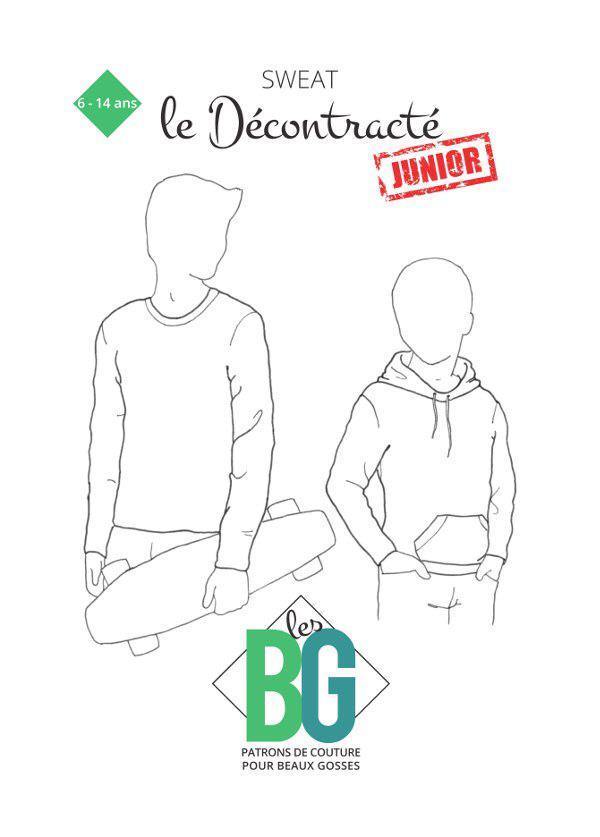 Sweat LE DECONTRACTÉ JUNIOR Patron de couture pochette - L'atelier de Gaspard et Léonie