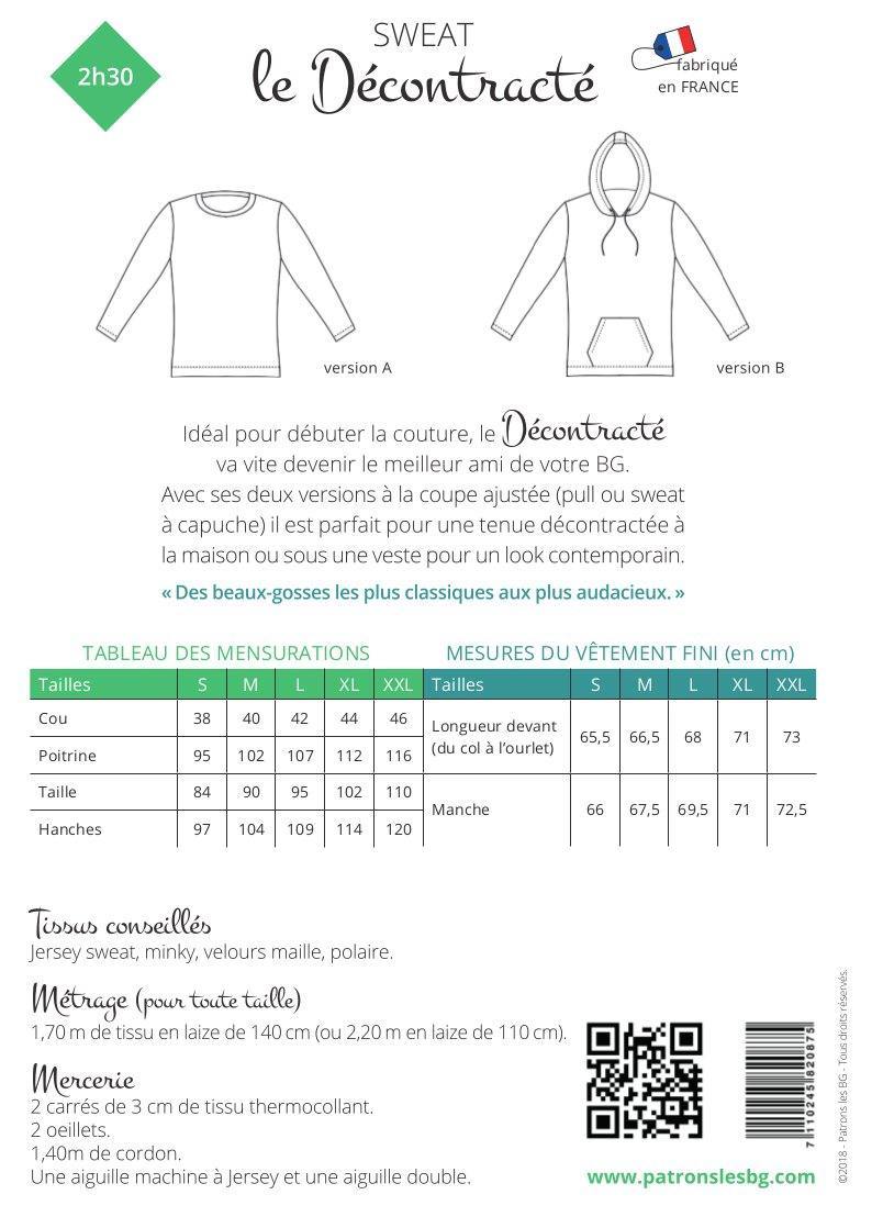 Sweat LE DECONTRACTÉ Patron de couture pochette - L'atelier de Gaspard et Léonie