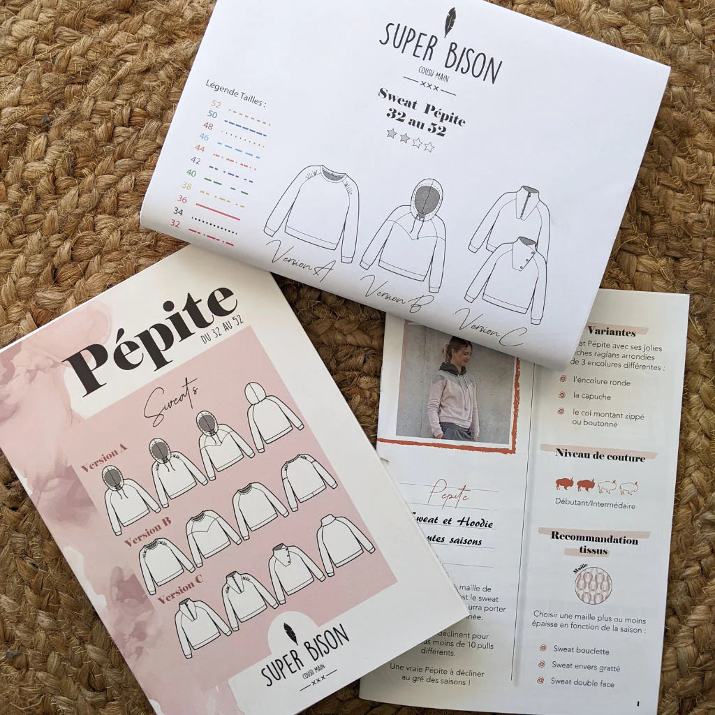 Sweat PEPITE Patron de couture pochette - SUPER BISON Patron de couture SUPER BISON | Gaspard et Léonie Tissus en ligne et Mercerie à Toulouse