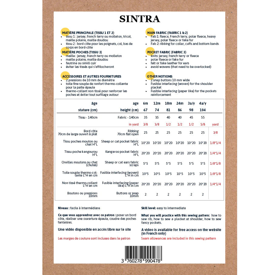 Sweat SINTRA - patron de couture pochette - IKATEE Patron de couture Ikatee | Gaspard et Léonie Tissus en ligne et Mercerie à Toulouse