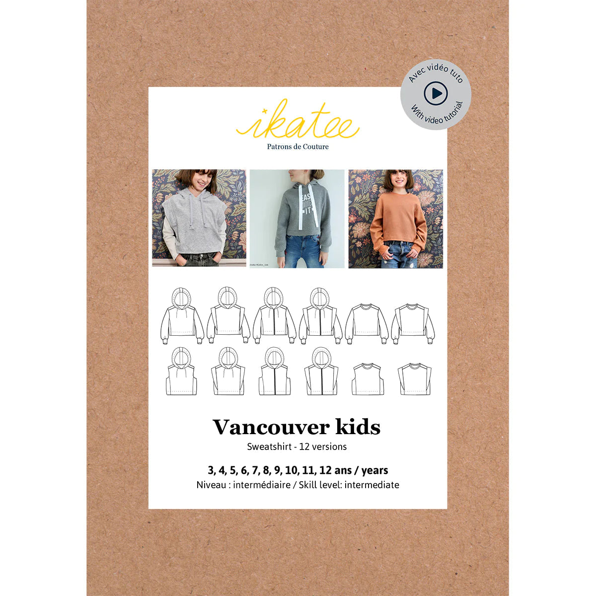 Sweatshirt VANCOUVER KIDS - patron de couture pochette - IKATEE Patron de couture Ikatee | Gaspard et Léonie Tissus en ligne et Mercerie à Toulouse