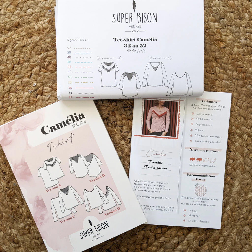 T-Shirt CAMELIA Patron de couture pochette - SUPER BISON Patron de couture SUPER BISON | Gaspard et Léonie Tissus en ligne et Mercerie à Toulouse