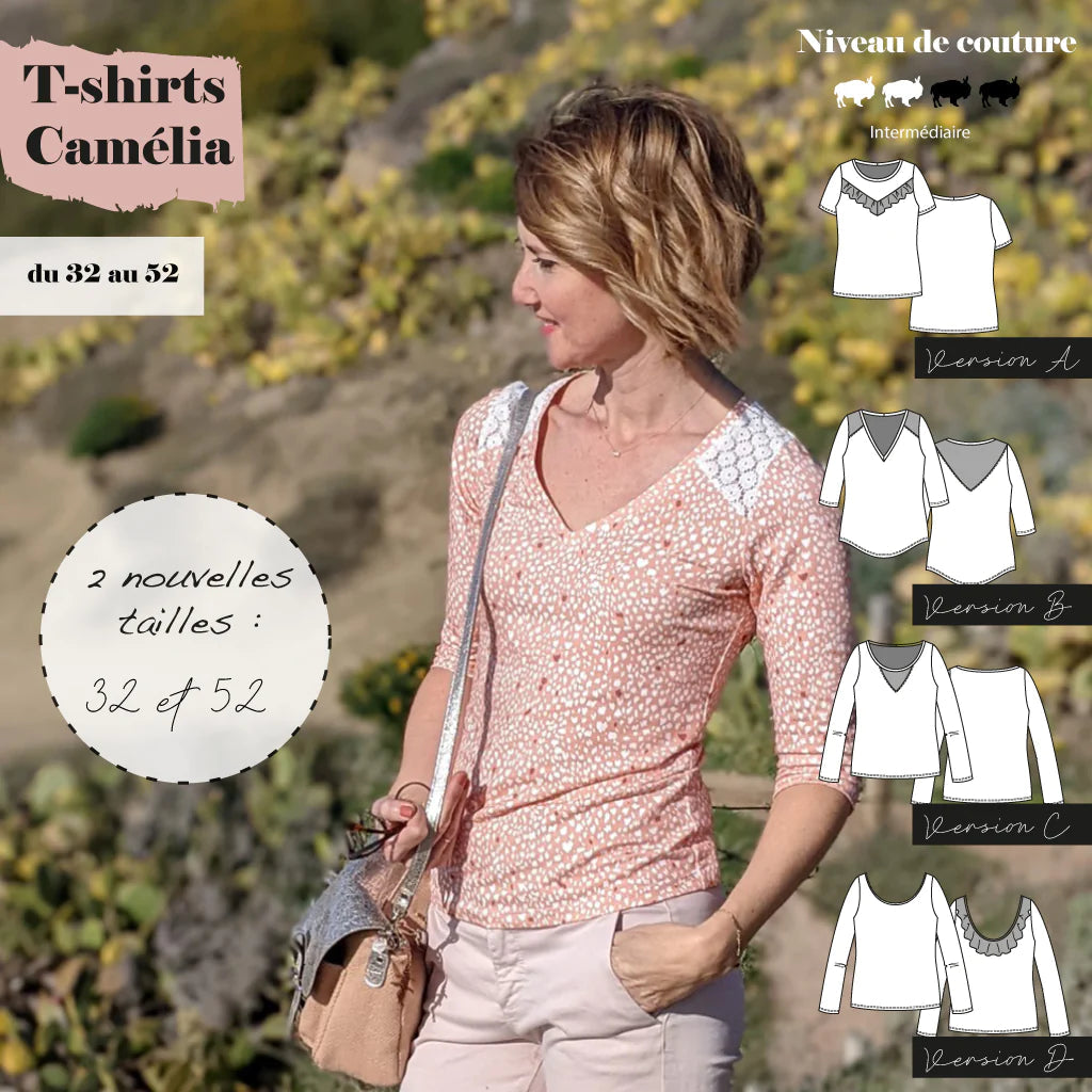 T-Shirt CAMELIA Patron de couture pochette - SUPER BISON Patron de couture SUPER BISON | Gaspard et Léonie Tissus en ligne et Mercerie à Toulouse