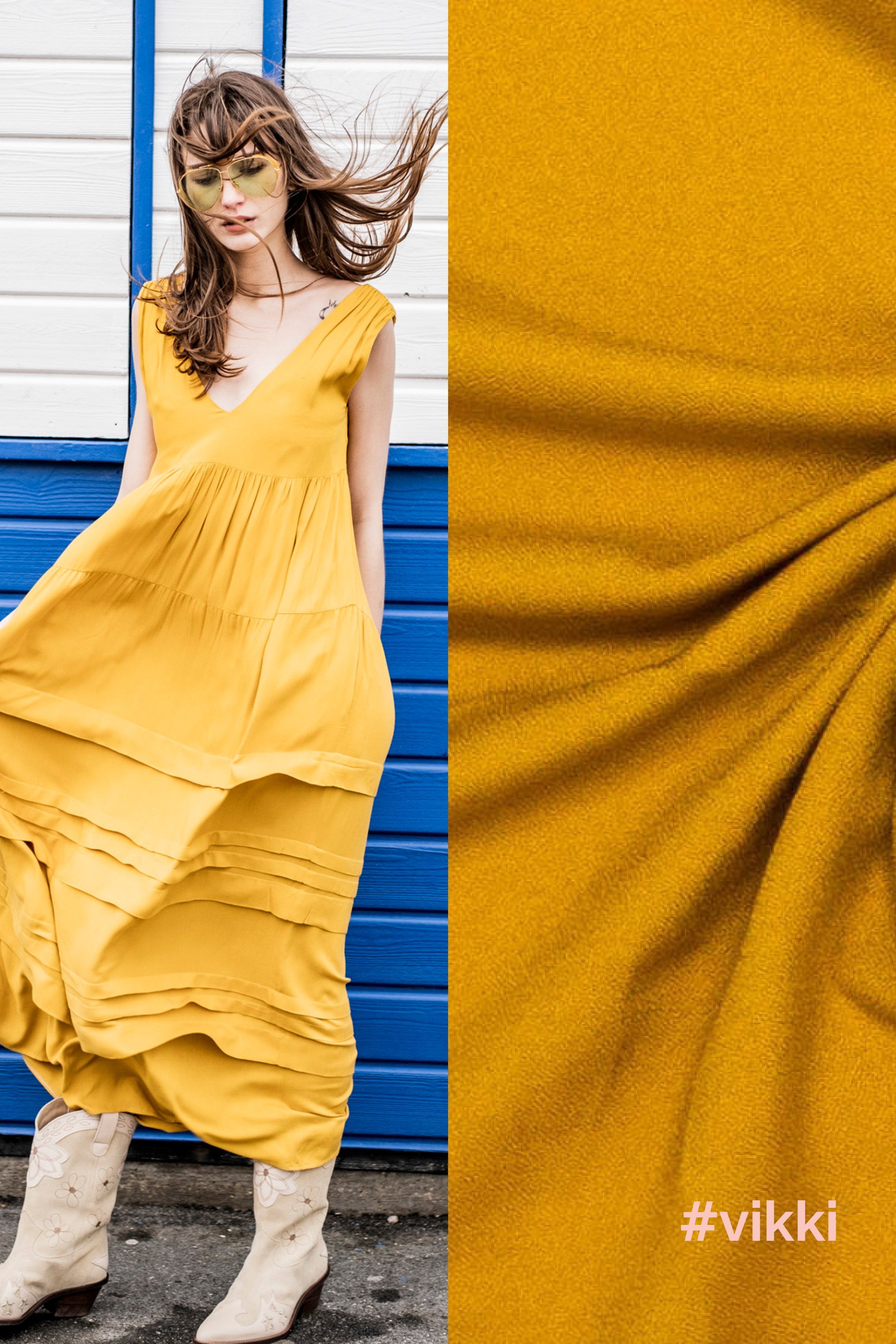 Tissu Crêpe de viscose - Jaune Ochre - VIKKI (Vendu x10cm) Tissus Sélection _FIBRE MOOD | Gaspard et Léonie Tissus Mercerie Toulouse