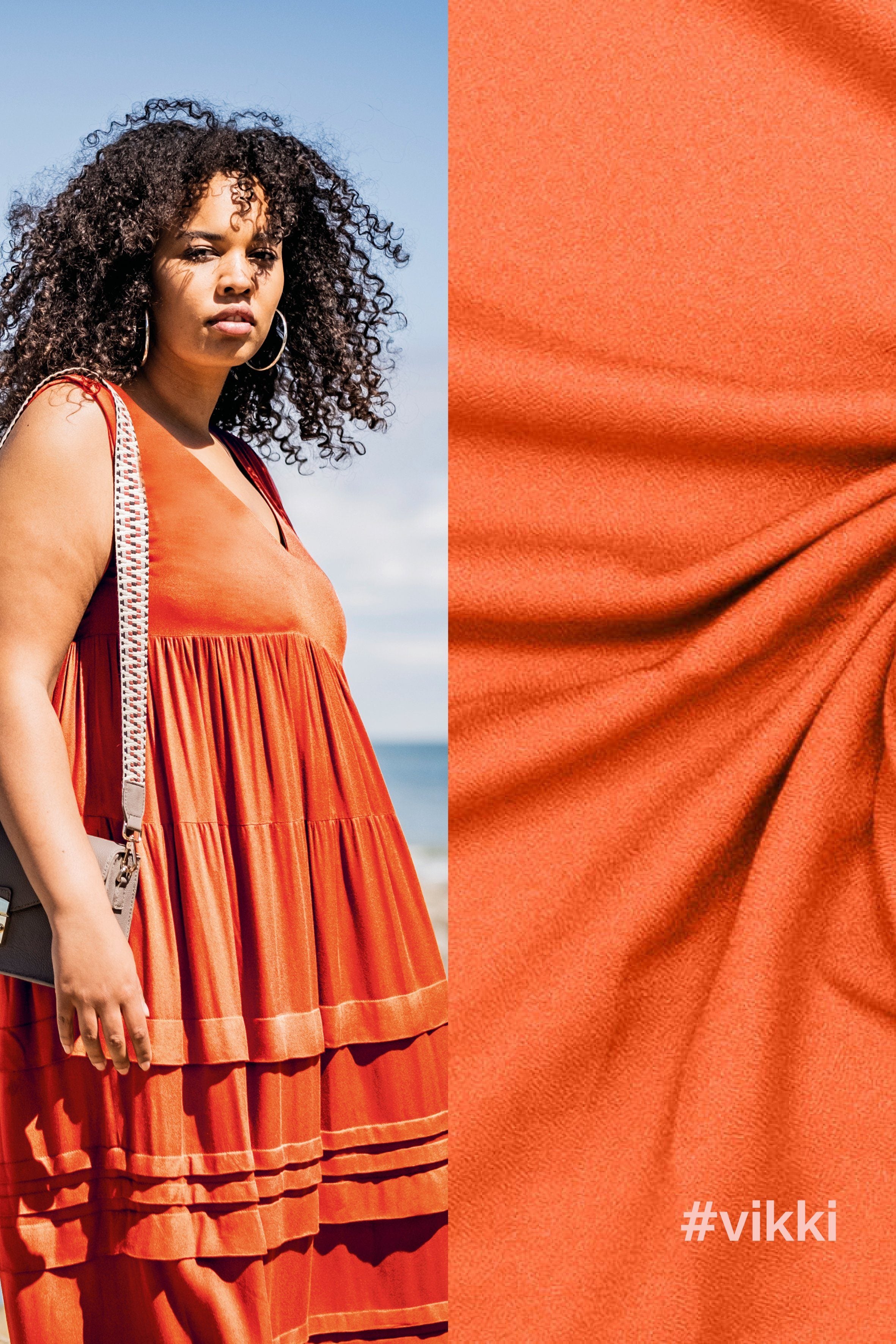 Tissu Crêpe de viscose - Terracotta - VIKKI (Vendu x10cm) Tissus Sélection _FIBRE MOOD | Gaspard et Léonie Tissus Mercerie Toulouse