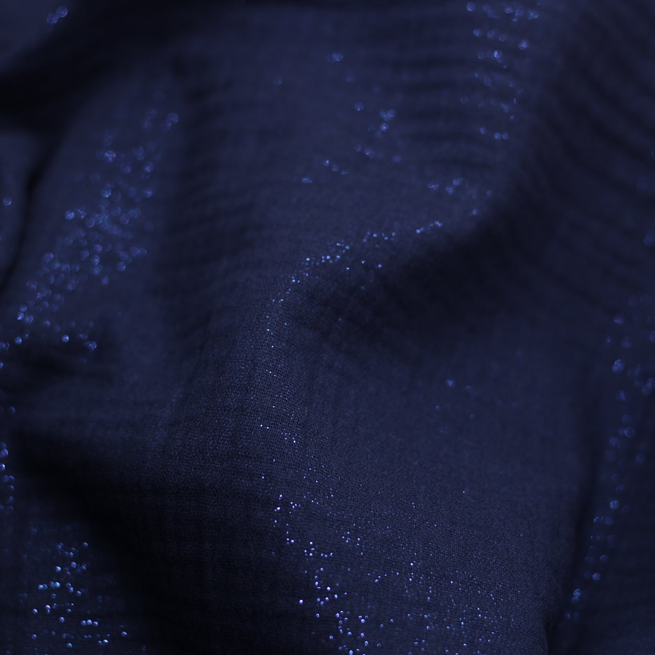 Tissu double gaze de coton - Bleu marine pailleté bleu (Vendu x10cm) Tissus Sélection Gaspard & Léonie | Gaspard et Léonie Tissus en ligne et Mercerie à Toulouse
