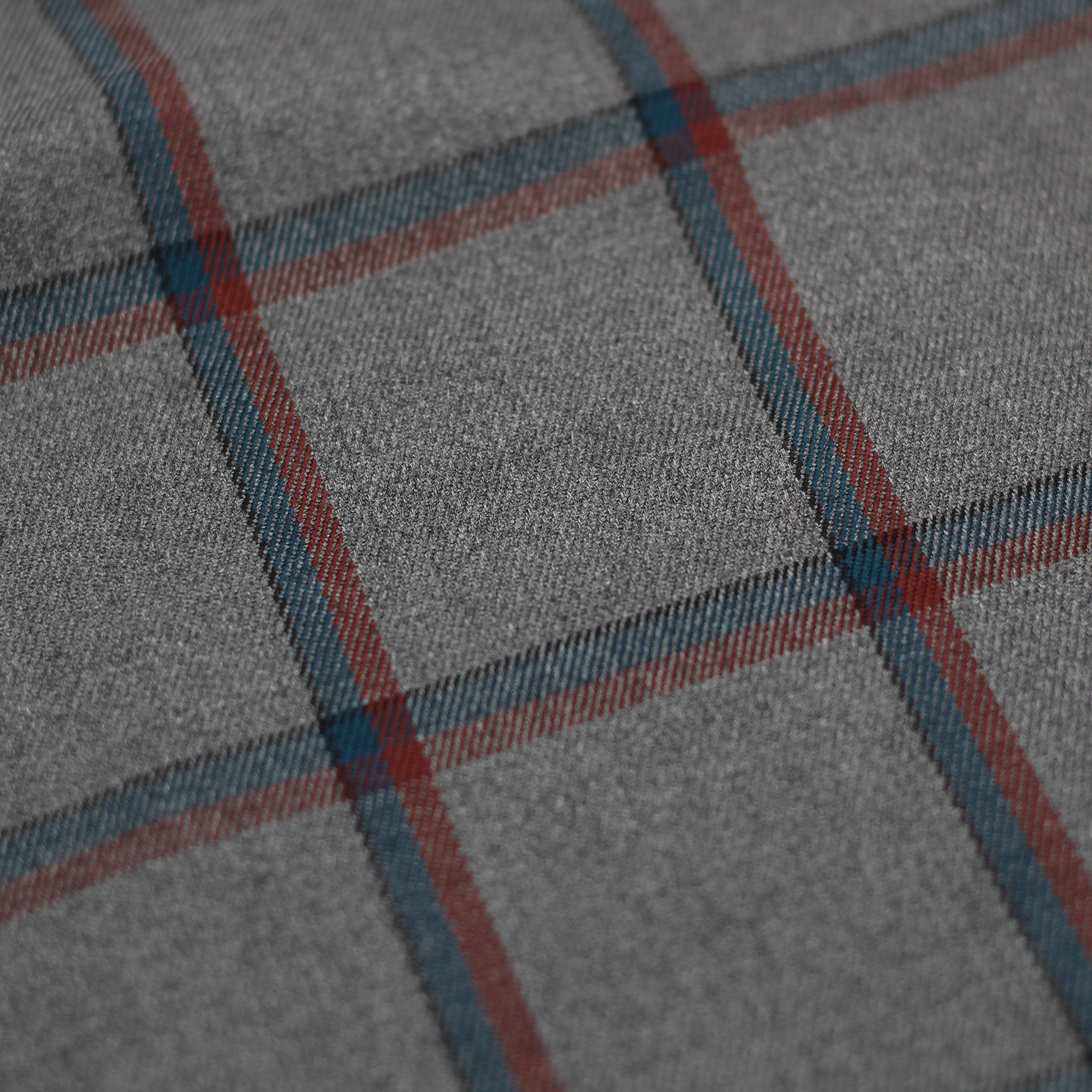 Tissu Jacquard TARTAN Bleu pétrole/Rouge - Gris (Vendu x10cm) Tissus Sélection Gaspard & Léonie | Gaspard et Léonie Tissus Mercerie Toulouse