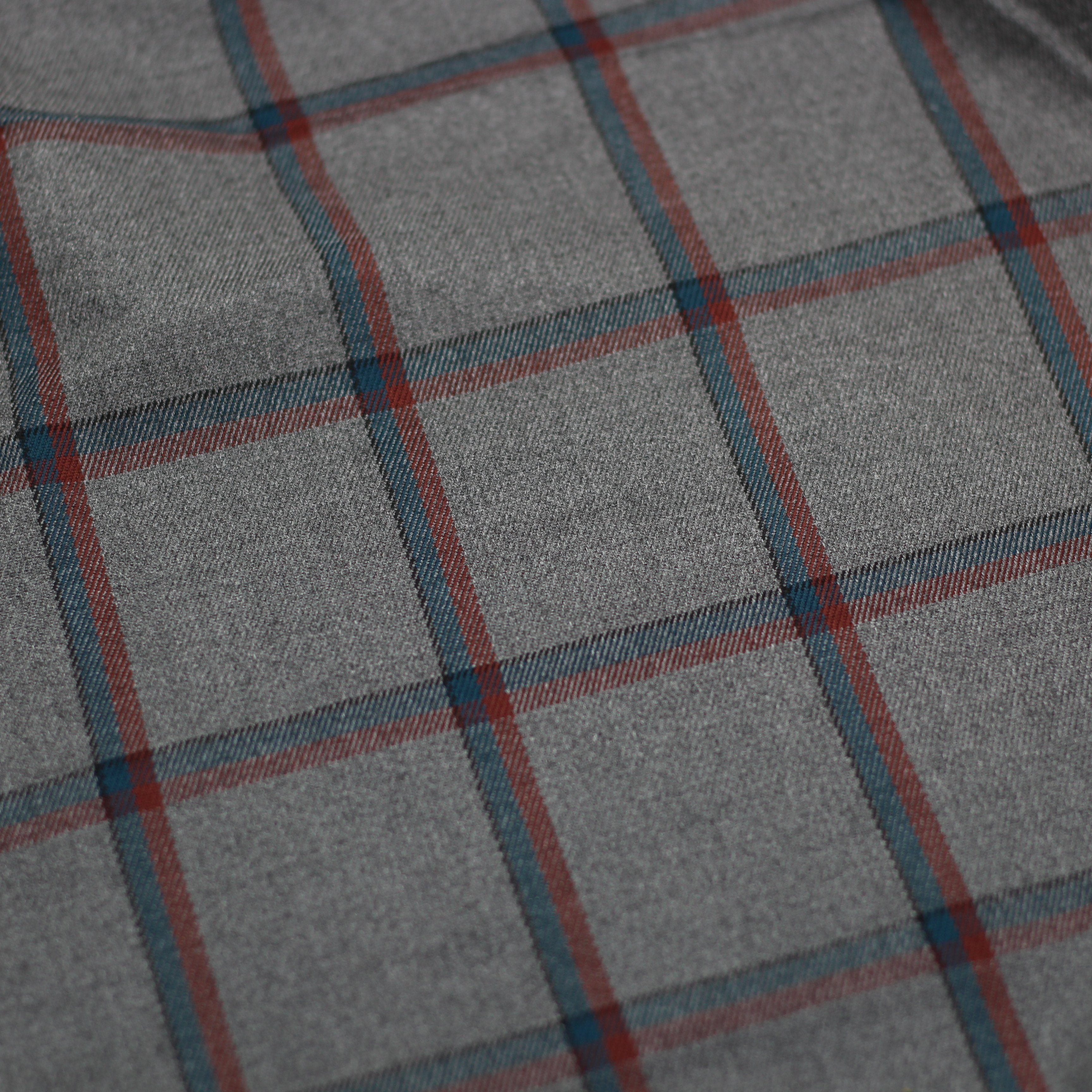 Tissu Jacquard TARTAN Bleu pétrole/Rouge - Gris (Vendu x10cm) Tissus Sélection Gaspard & Léonie | Gaspard et Léonie Tissus Mercerie Toulouse