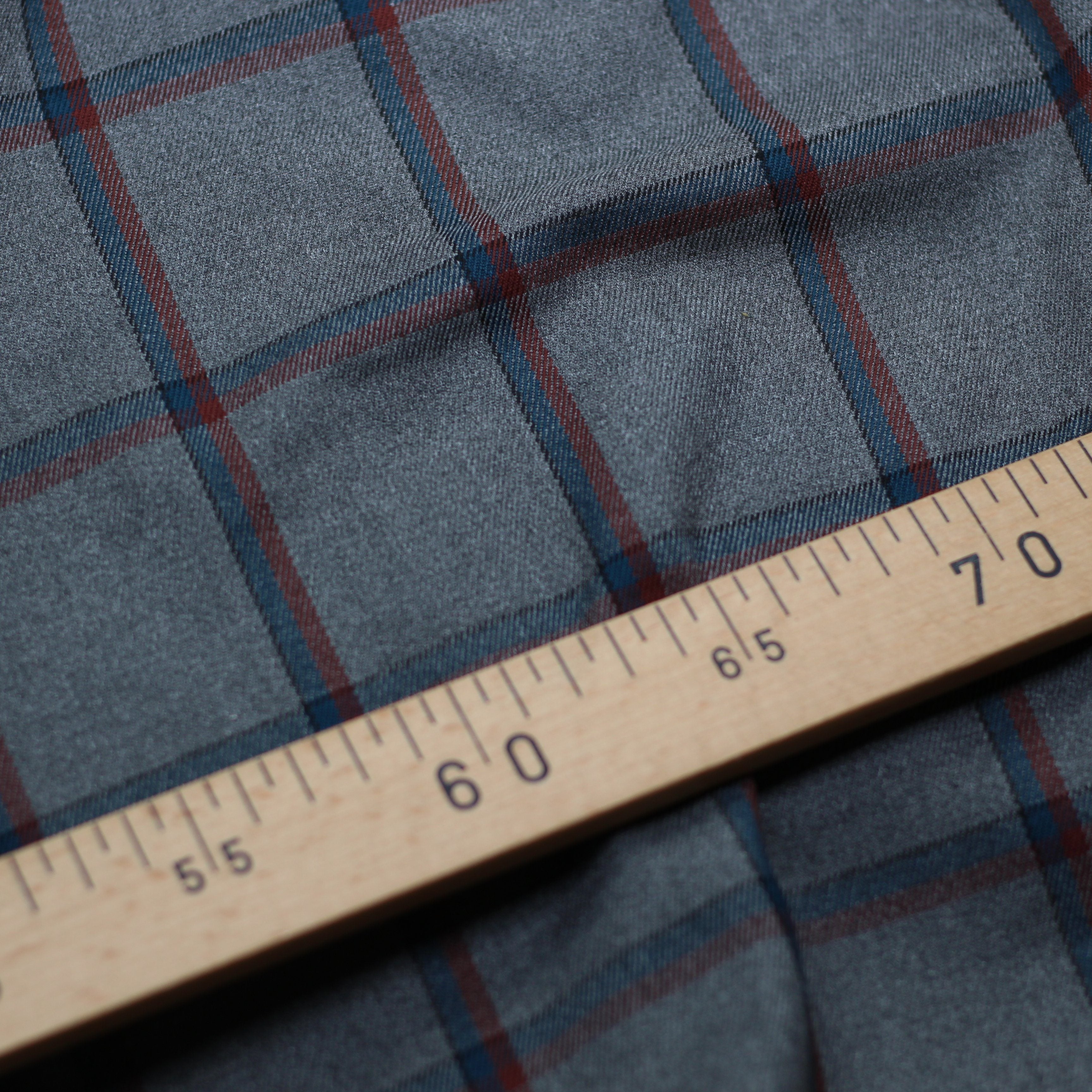 Tissu Jacquard TARTAN Bleu pétrole/Rouge - Gris (Vendu x10cm) Tissus Sélection Gaspard & Léonie | Gaspard et Léonie Tissus Mercerie Toulouse