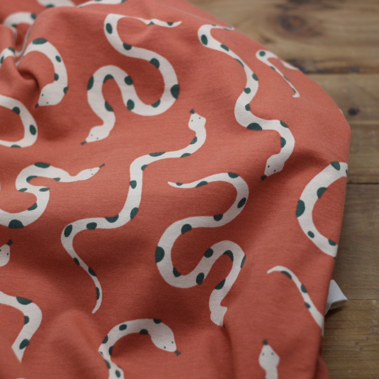 Tissu Jersey de coton - SNAKES - Marron terracotta - Poppy Designed for You (Vendu x10cm) Tissus POPPY Designed For You | Gaspard et Léonie Tissus en ligne et Mercerie à Toulouse